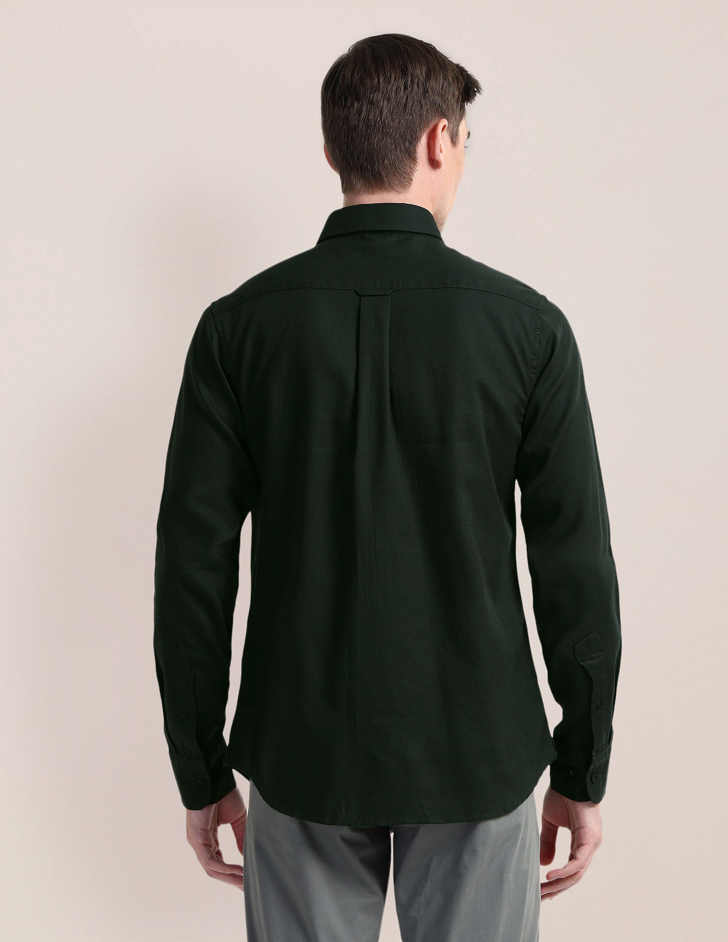 Cutaway Collar Premium Cotton Shirt Green - U.S. POLO ASSN. | Large