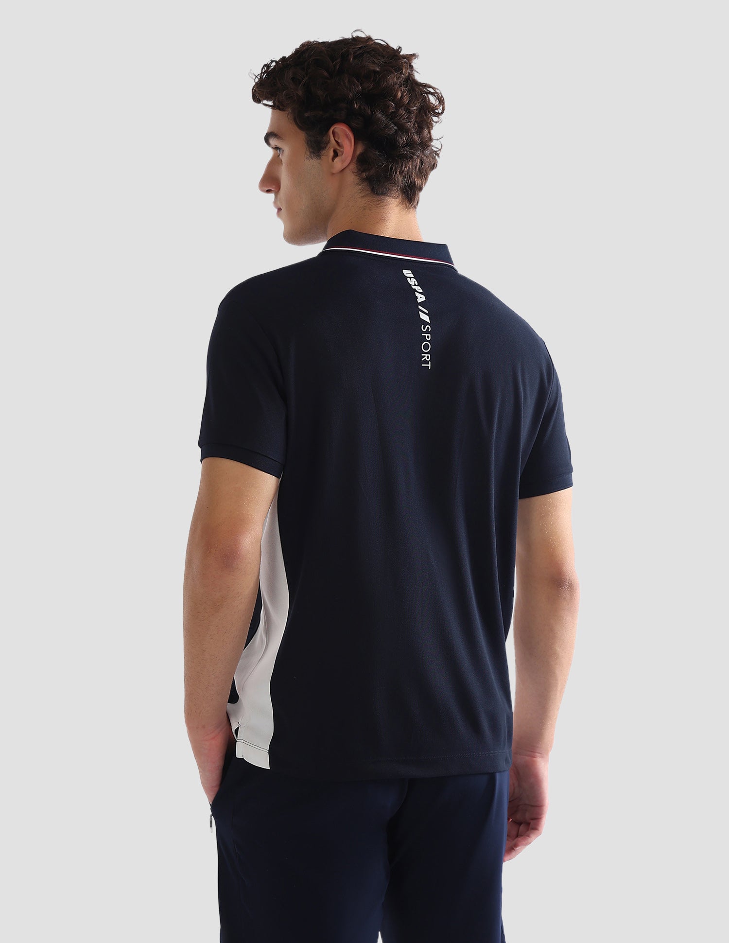 Solid Slim Fit Active Polo Shirt Navy - U.S. Polo Assn. India | Large
