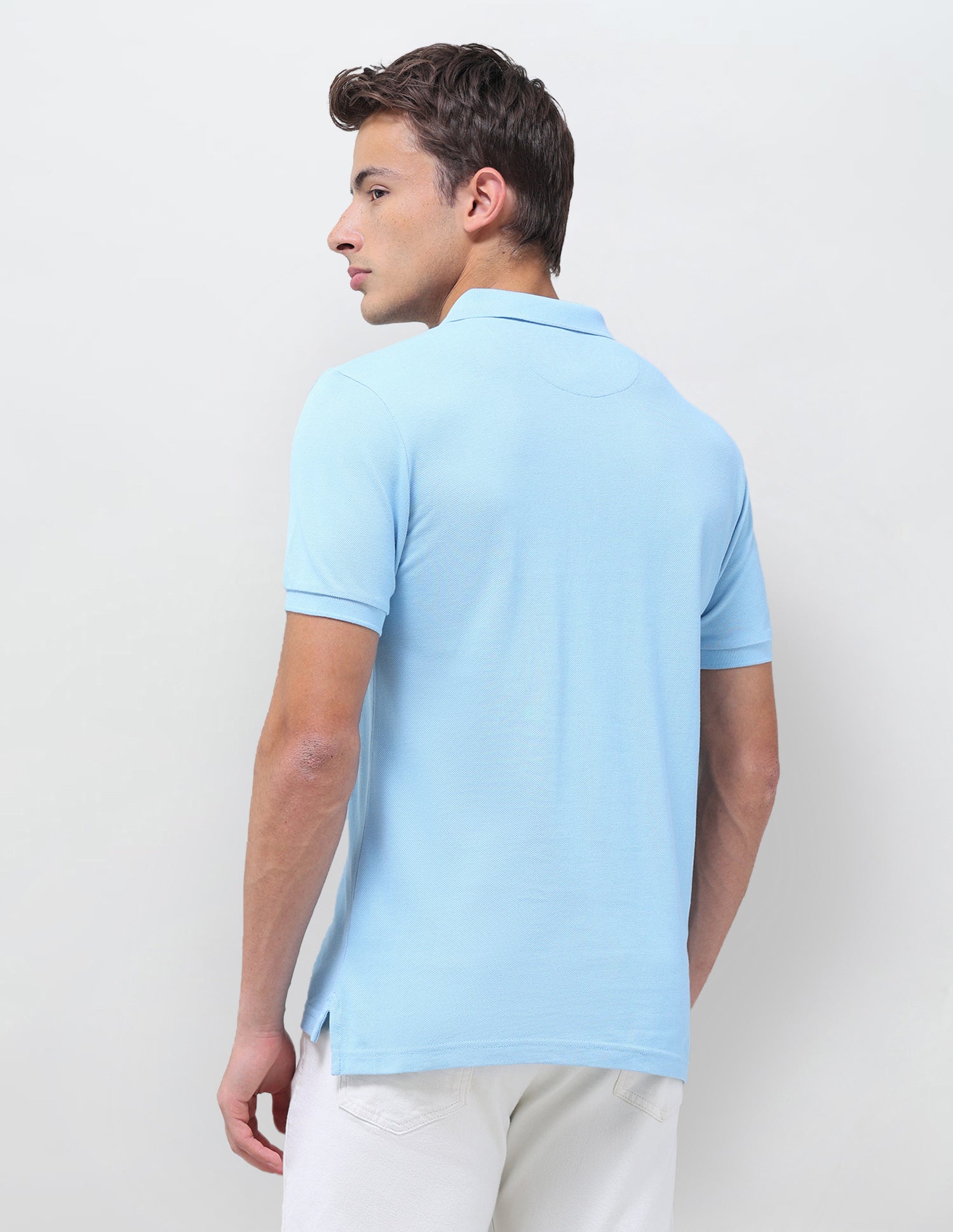 Solid Slim Fit Polo Shirt Light Blue - U.S. Polo Assn. India | Large