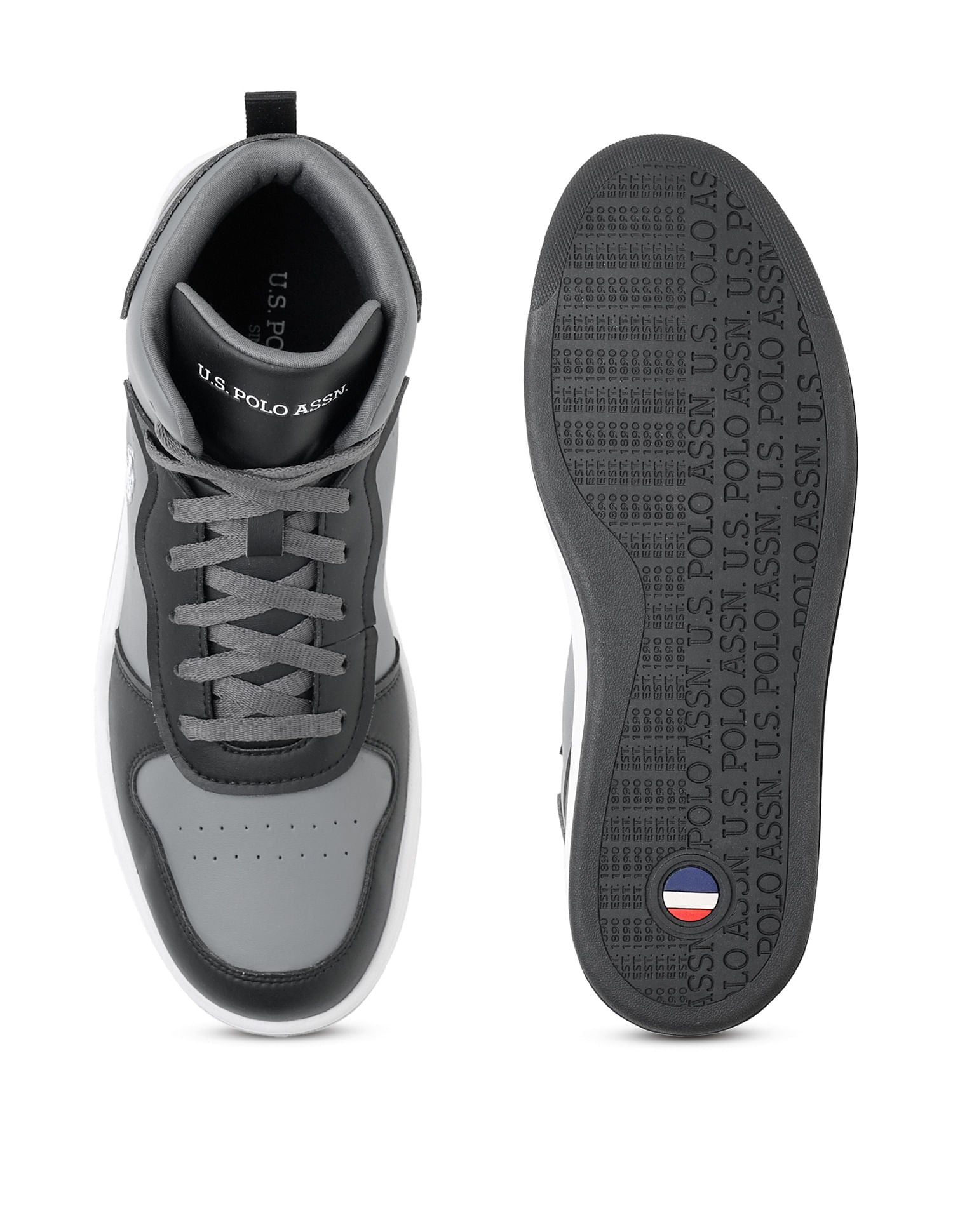 Men Rowan 2.0 Grey Retro Court Mid Top  Sneakers Grey - U.S. Polo Assn. India | Large