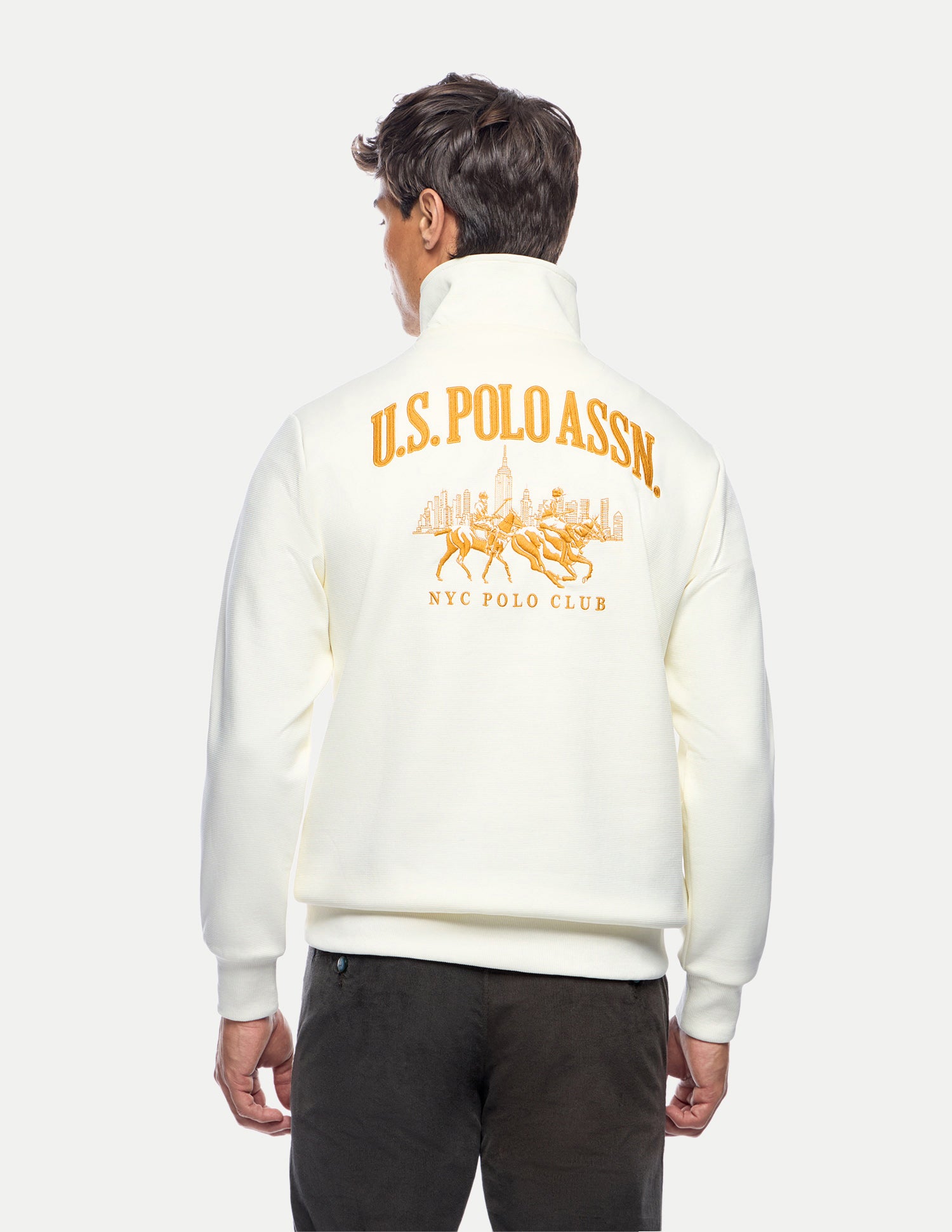 Brand Embroidered Slim Fit Sweatshirt Off White - U.S. Polo Assn. India | Large