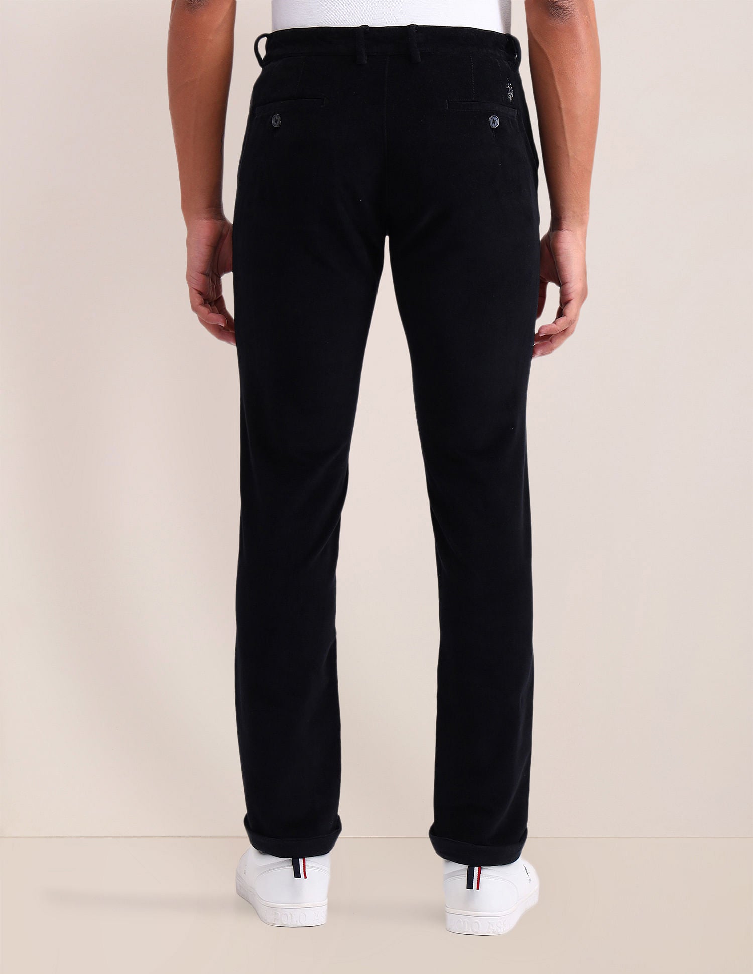 Denver Slim Fit Solid Trousers Black - U.S. Polo Assn. India | Large