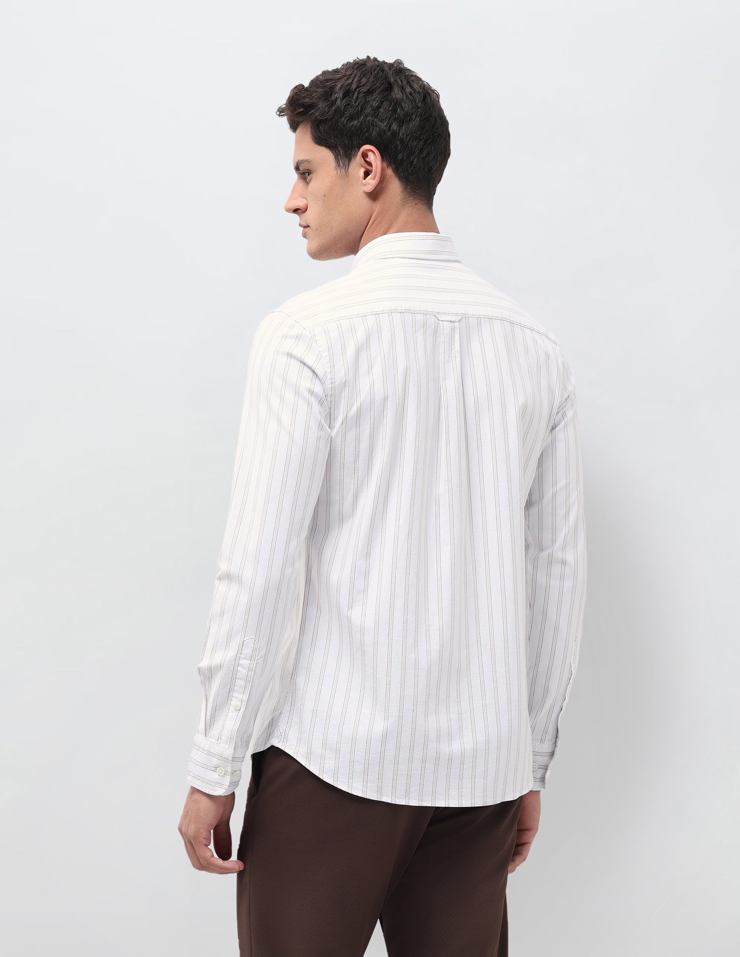 Vertical Striped Oxford Shirt Khaki - U.S. Polo Assn. India | Large