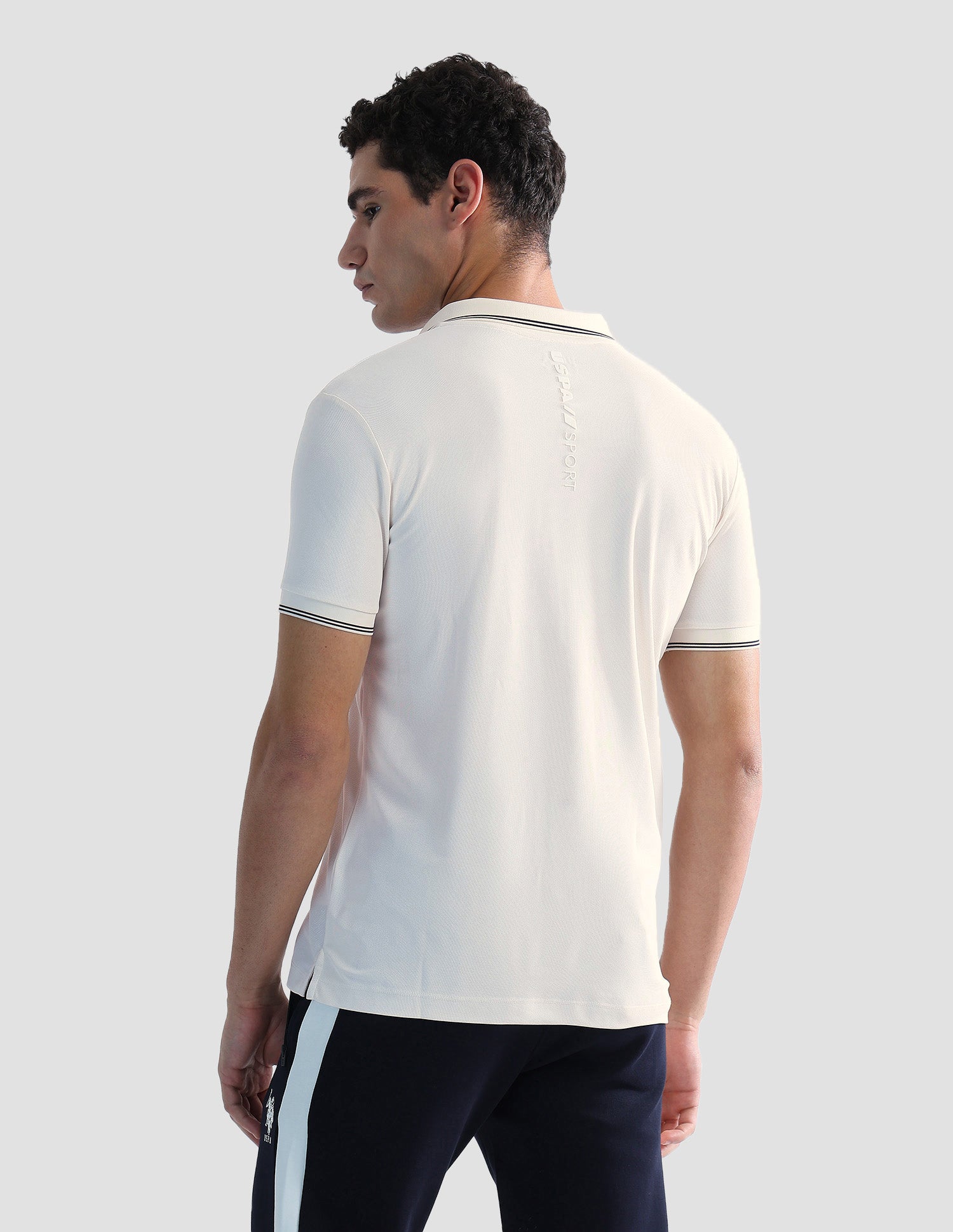 Brand Embossed Regular Fit Active Polo Shirt Off White - U.S. POLO ASSN. | Large