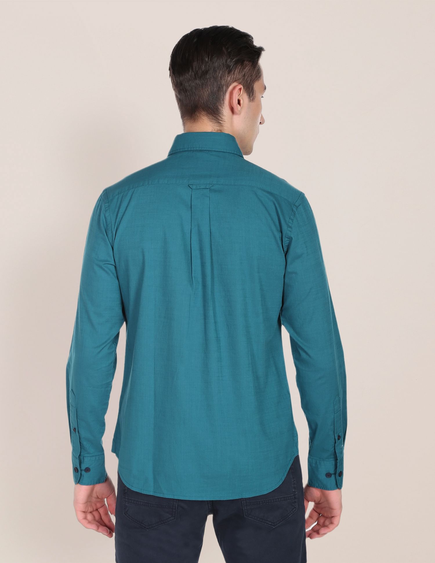 Tailored Regular Fit Cotton Casual Shirt Teal - U.S. Polo Assn. India | Large