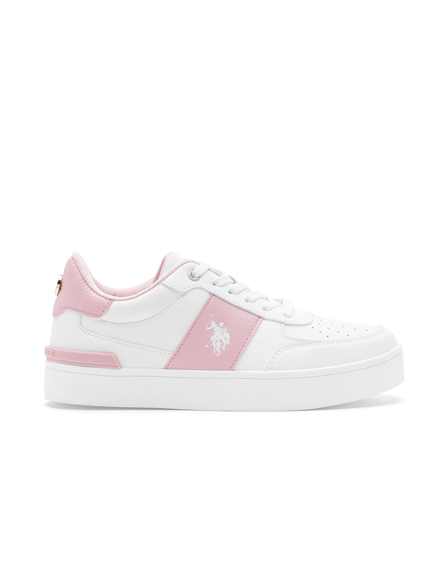 Women Metallic Logo Uno Sneakers White - U.S. Polo Assn. India | Large
