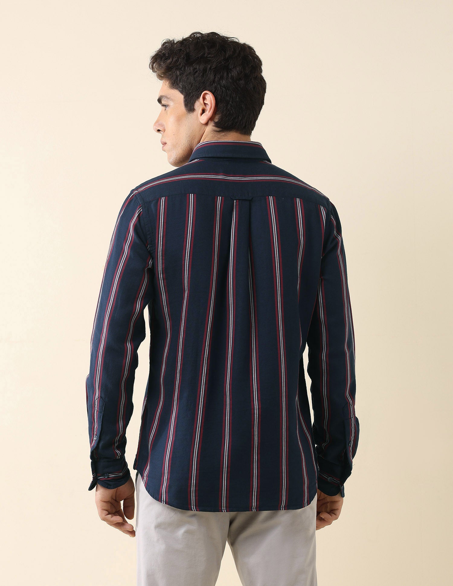 Vertical Striped Pure Cotton Shirt Navy - U.S. POLO ASSN. | Large
