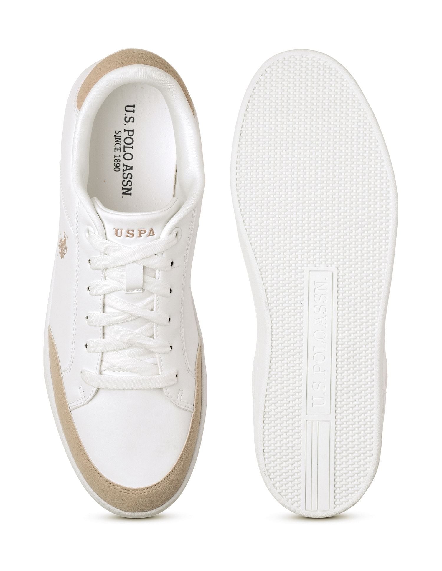 Men Vancer Suede Colourblocked Sneakers Off White - U.S. POLO ASSN. | Large