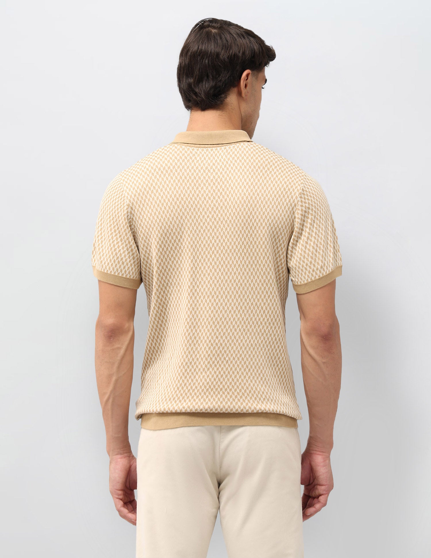 Geometric Patterned Knit T-Shirt Dark Brown - U.S. POLO ASSN. | Large