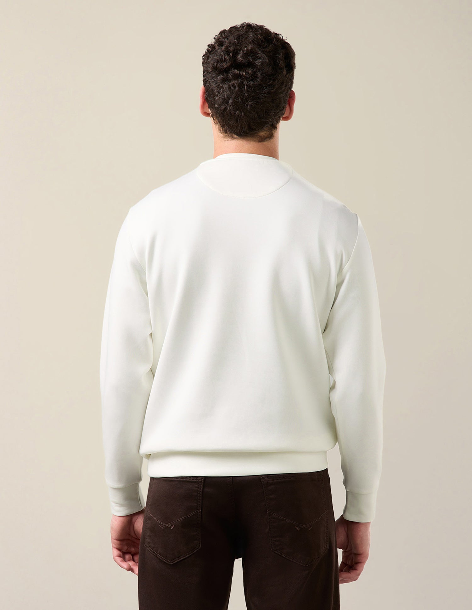 Brand Embossed Slim Fit Sweatshirt Off White - U.S. Polo Assn. India | Large