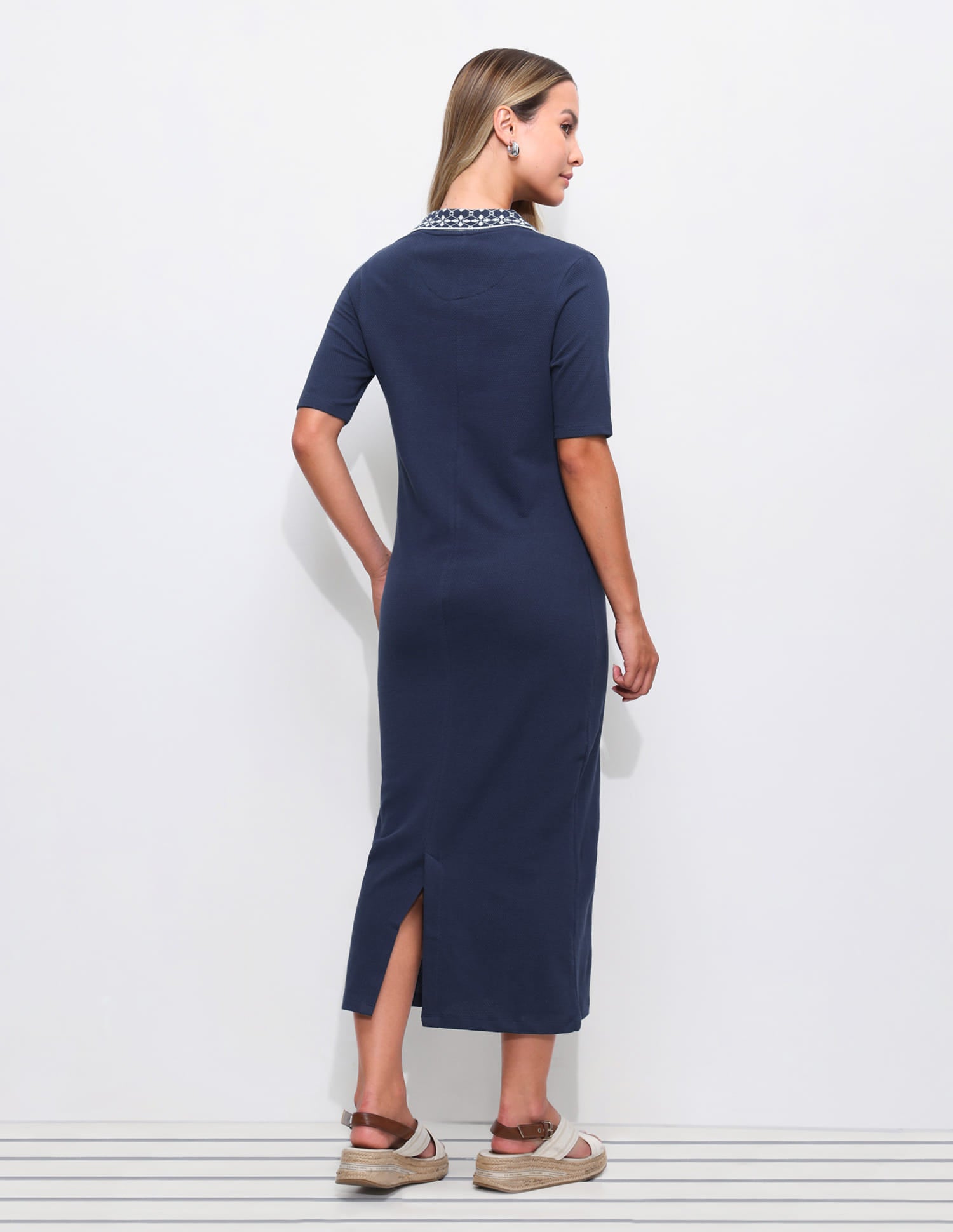 Textured Midi Polo Dress Blue - U.S. Polo Assn. India | Large