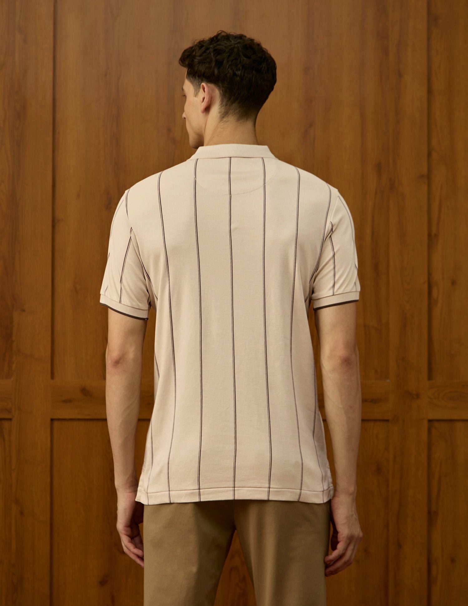 Vertical Striped Slim Fit Polo Shirt Beige - U.S. POLO ASSN. | Large