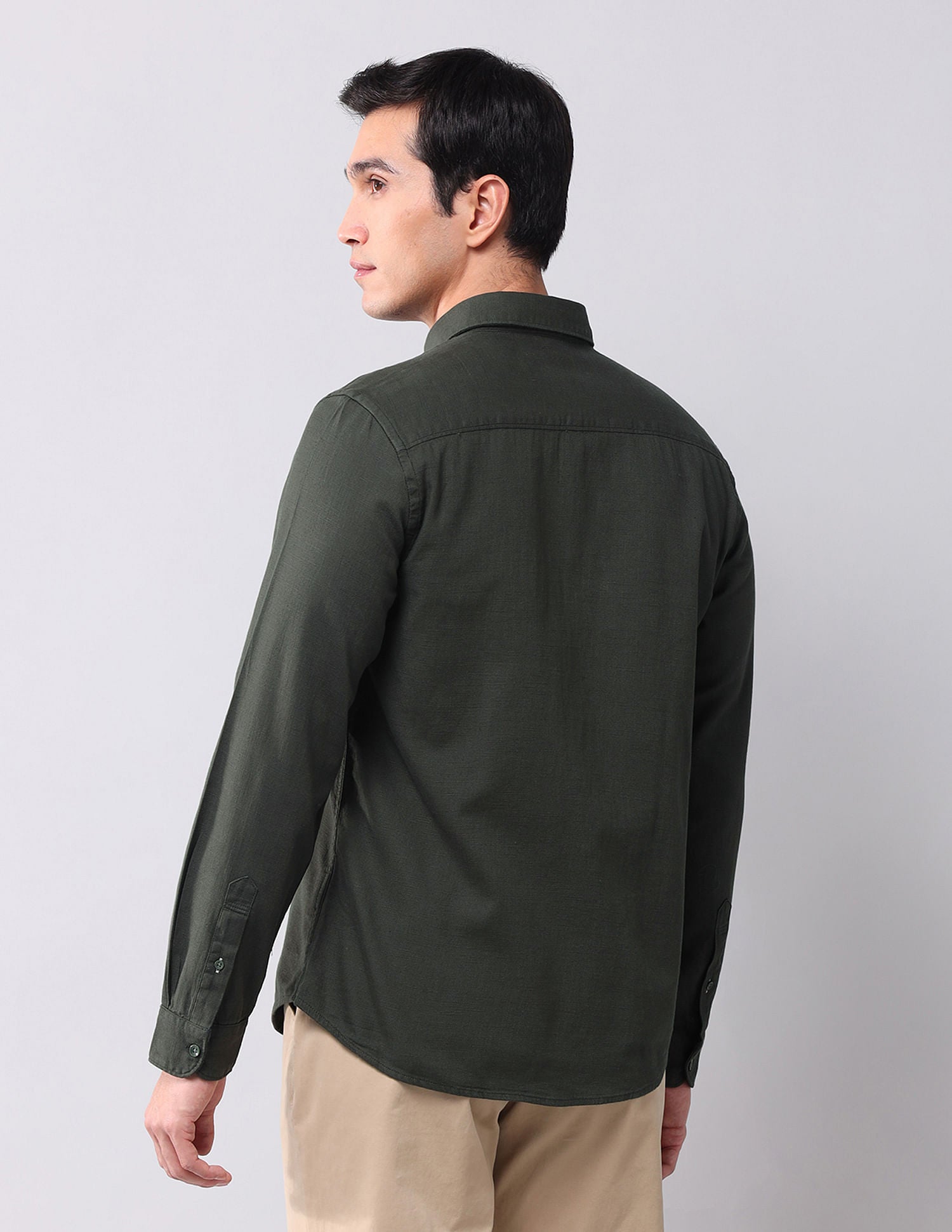 Regular Fit Twill Solid Shirt Olive - U.S. Polo Assn. India | Large