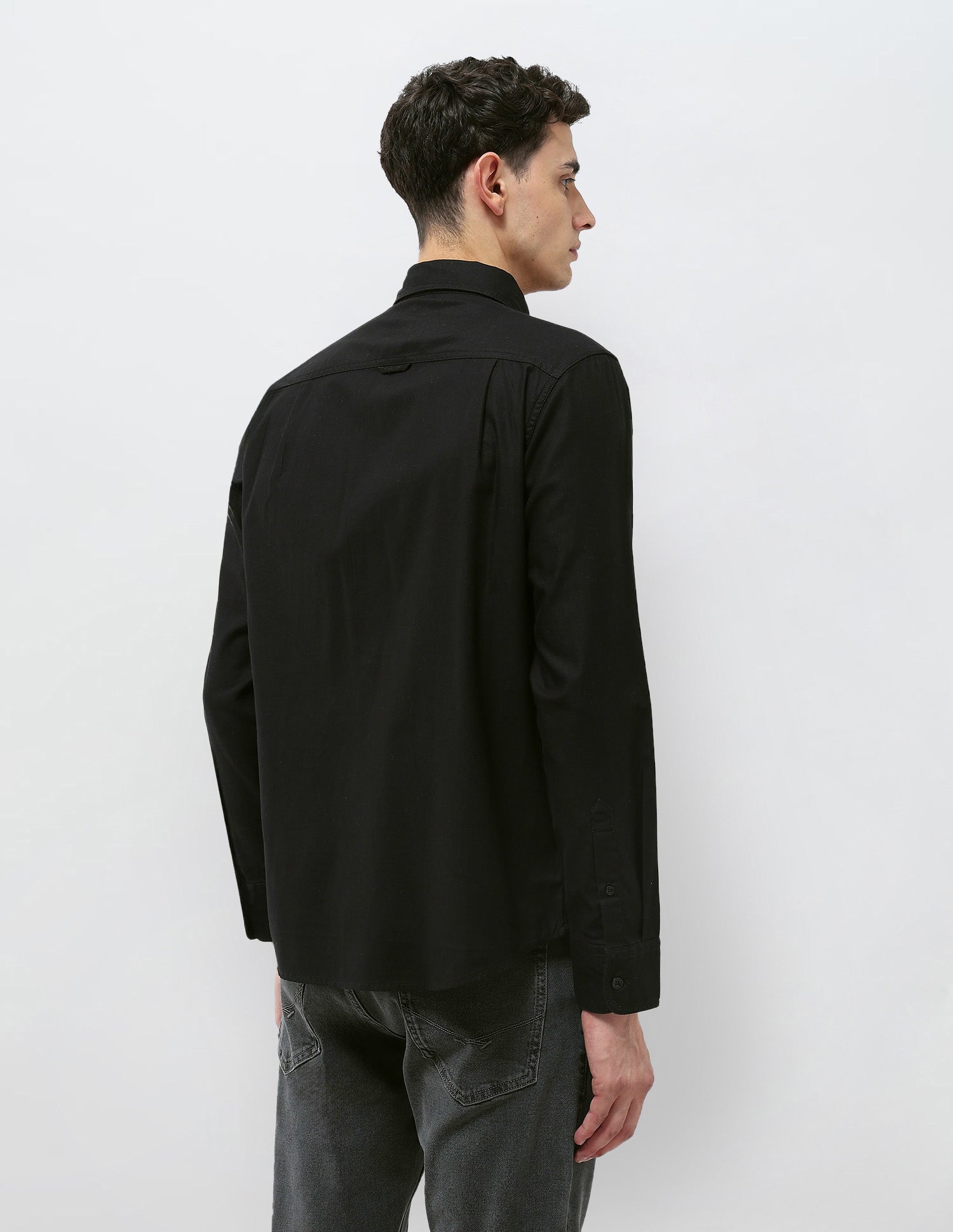 Twill Solid Regular Fit Shirt Black - U.S. POLO ASSN. | Large