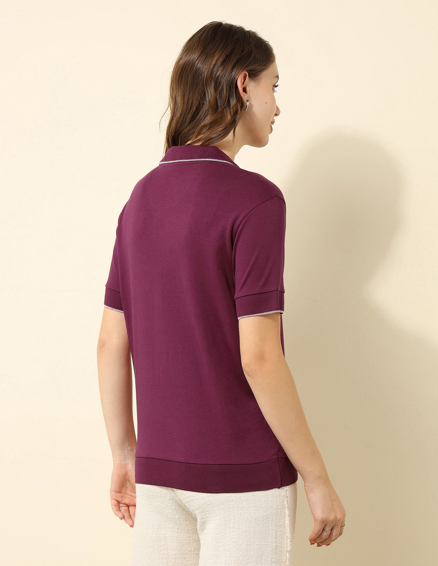 Tipped Collar Boxy Fit Polo Shirt Wine - U.S. POLO ASSN. | Large