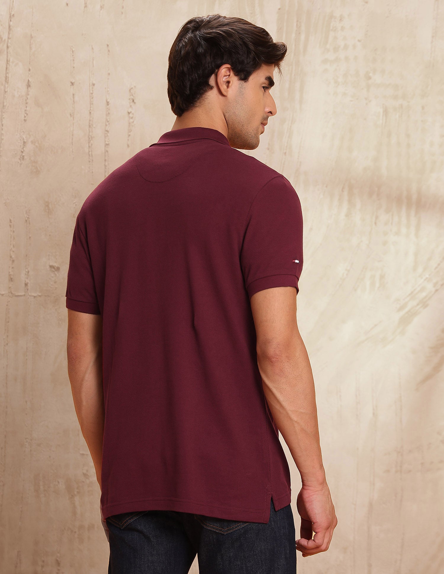 Textured Pure Cotton Polo Shirt Maroon - U.S. POLO ASSN. | Large