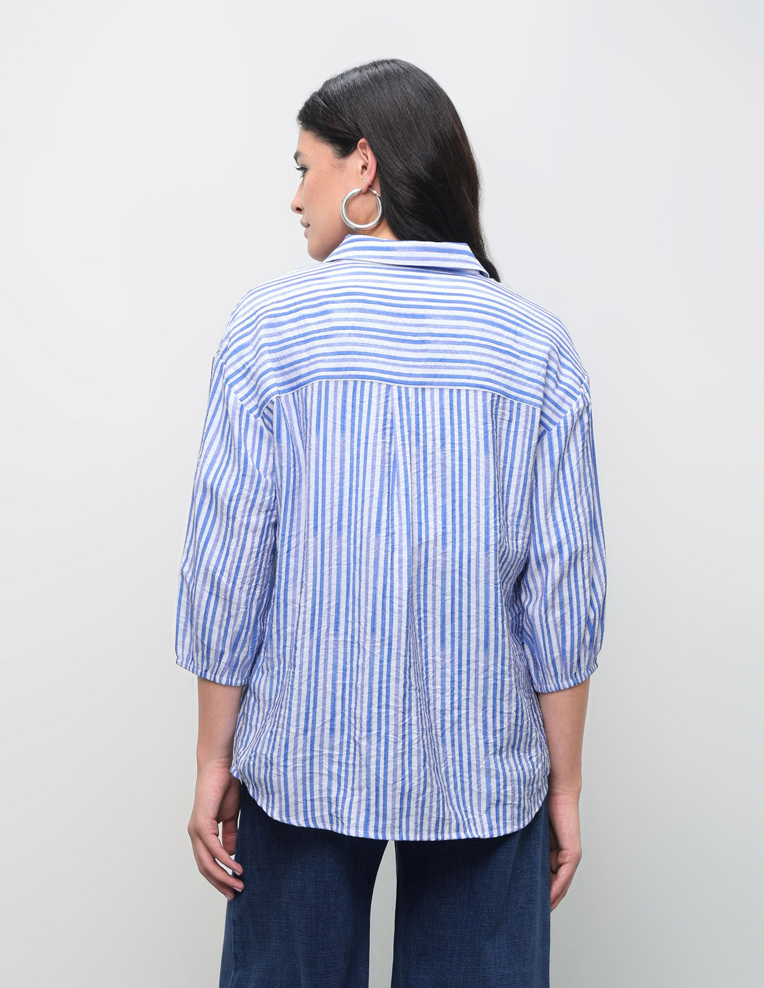 Vertical Striped Relaxed Fit Shirt Light Blue - U.S. Polo Assn. India | Large