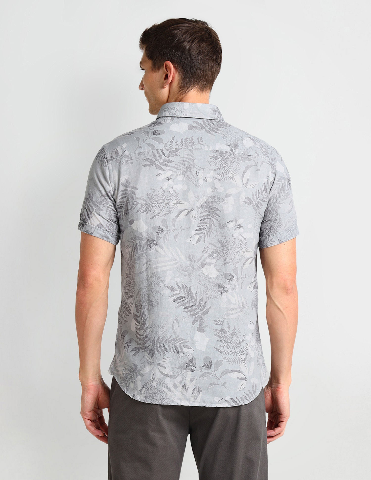 Slim Fit Tropical Print Shirt Grey - U.S. Polo Assn. India | Large