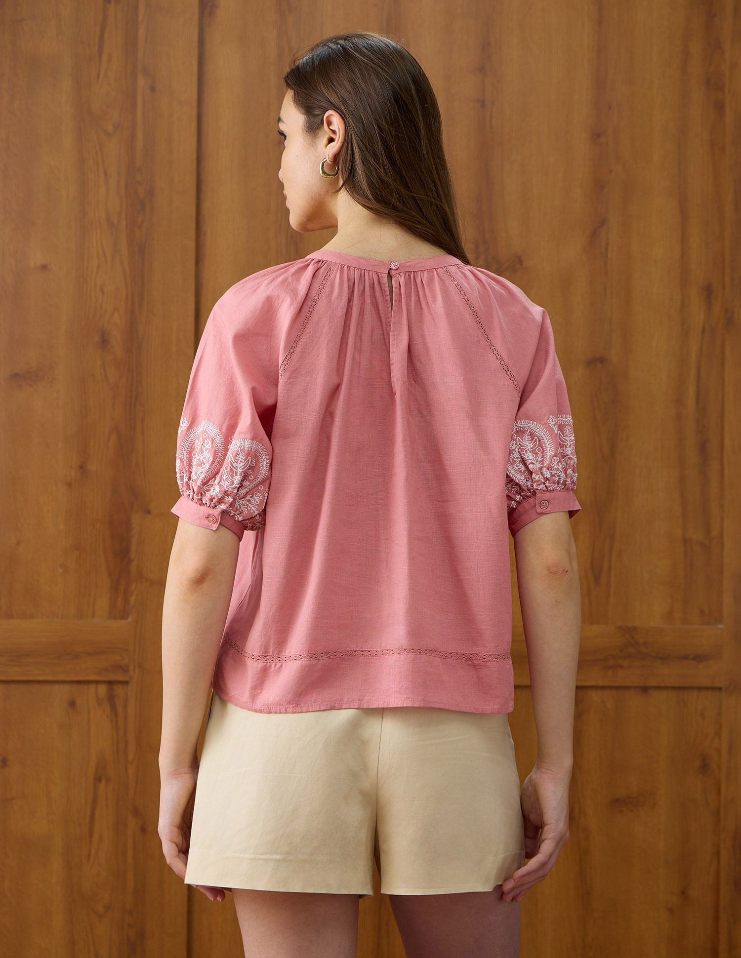 Embroidered Round Neck Top Pink - U.S. POLO ASSN. | Large