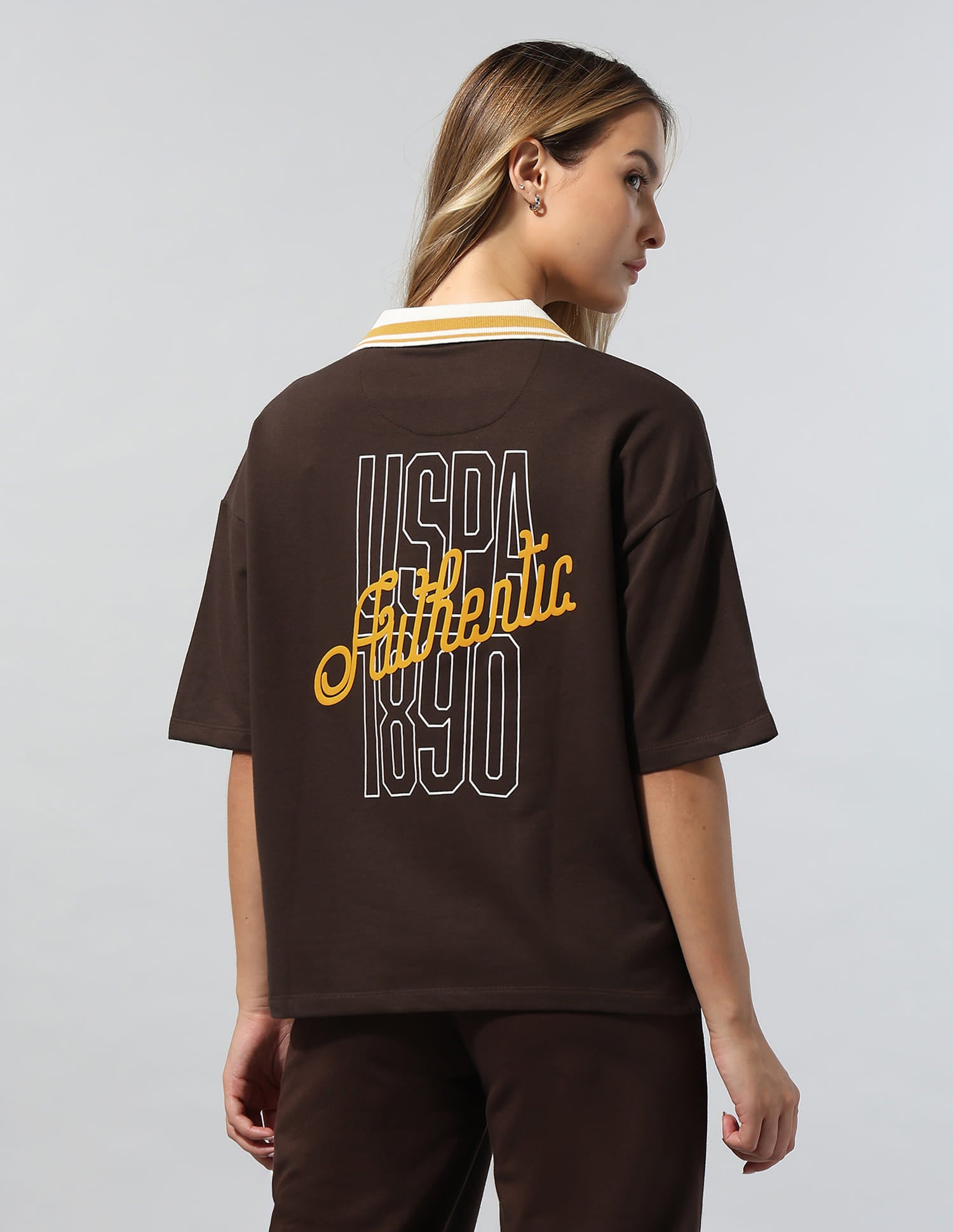 Contrast Collar Relaxed Polo Shirt Brown - U.S. Polo Assn. India | Large