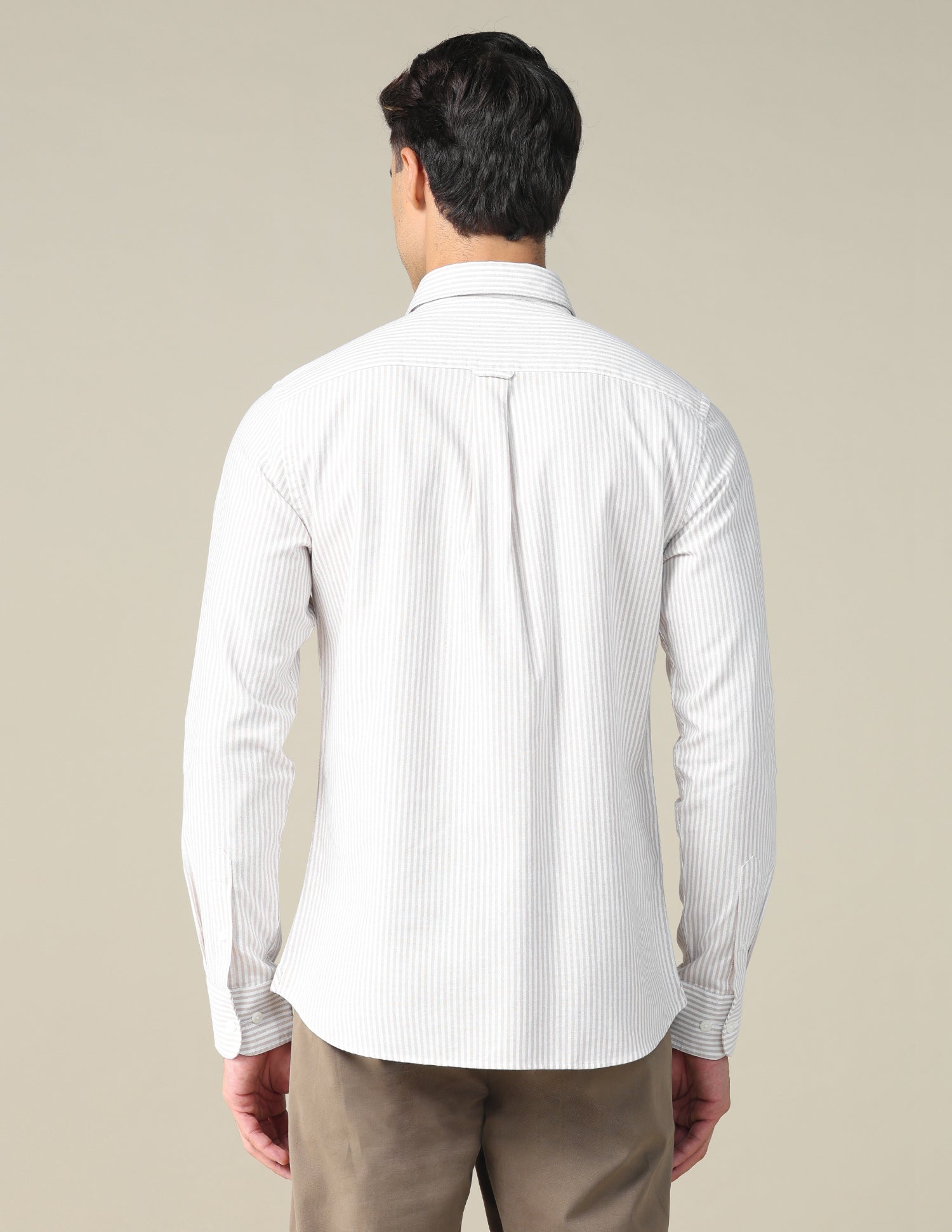 Oxford Vertical Striped Shirt Khaki - U.S. POLO ASSN. | Large