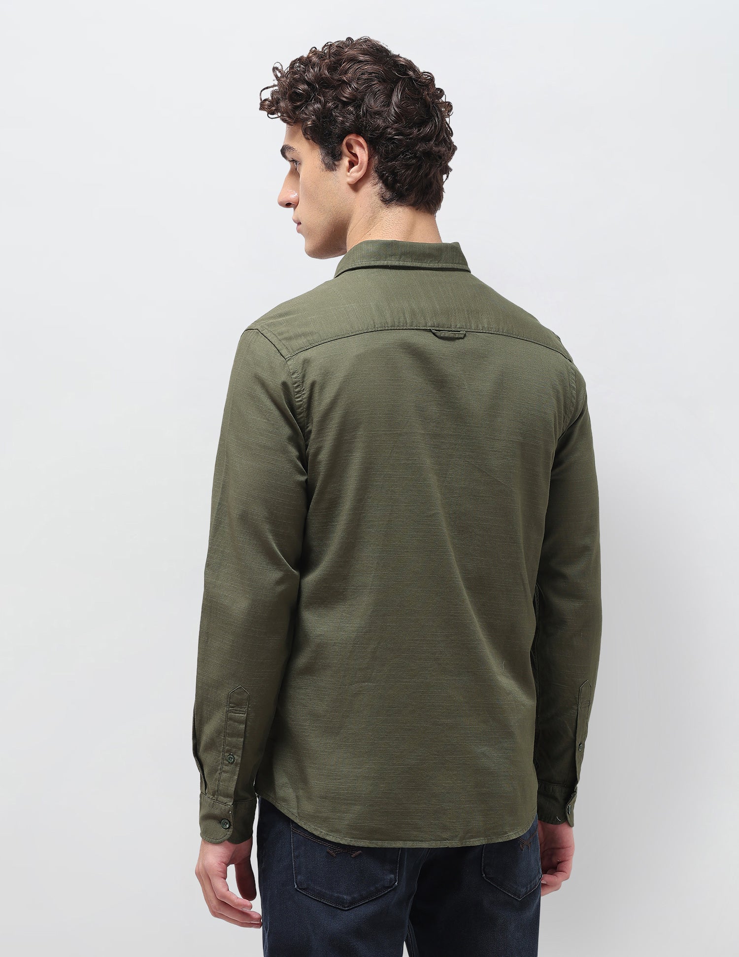 Textured Regular Fit Shirt Olive - U.S. Polo Assn. India | Large
