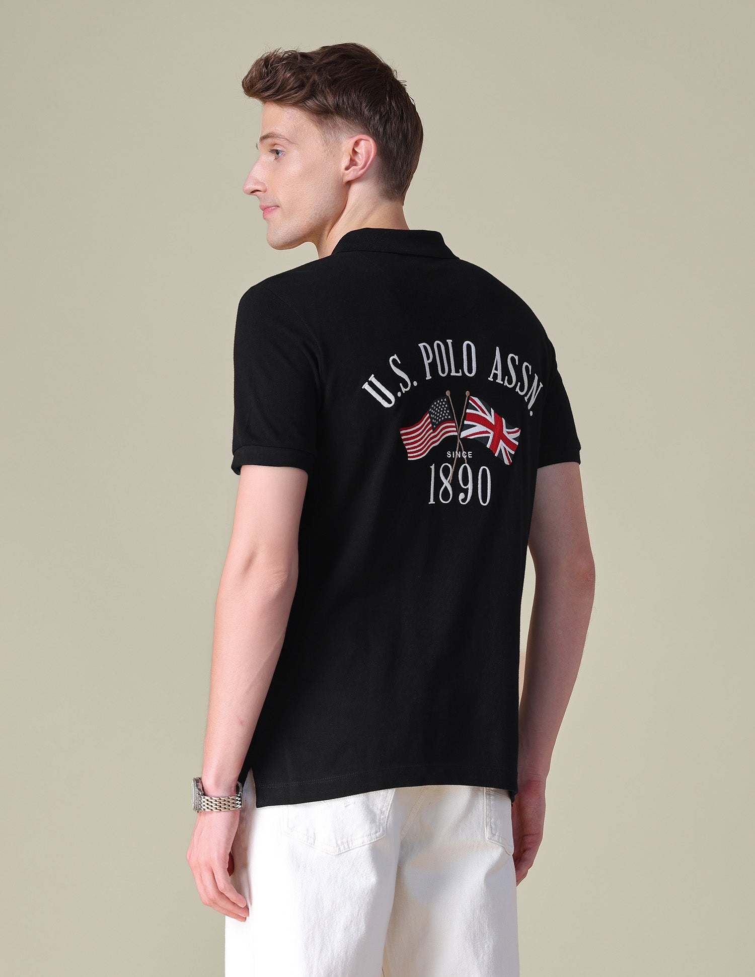 Brand Embroidered Slim Fit Polo Shirt Black - U.S. POLO ASSN. | Large