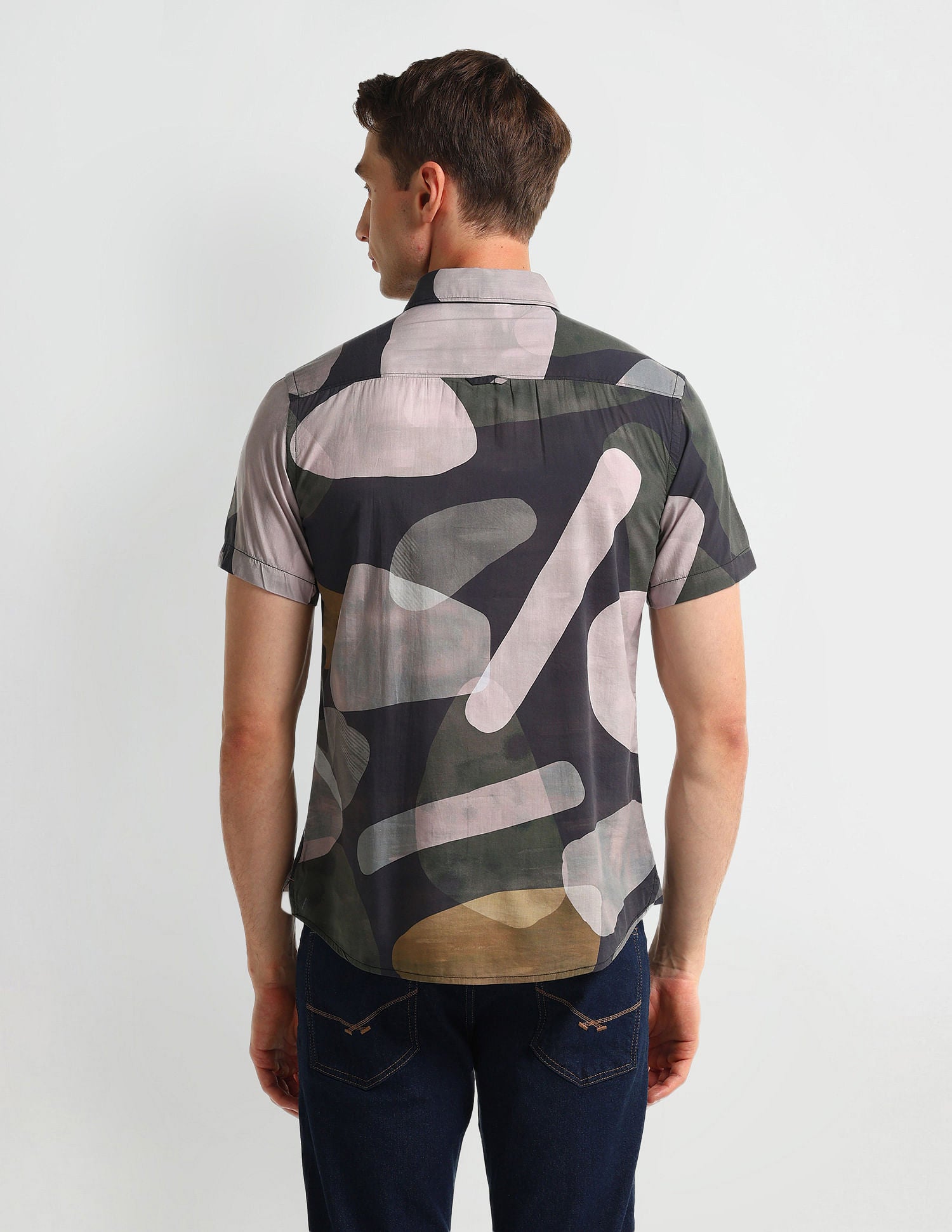 Abstract Print Slim Fit Shirt Olive - U.S. Polo Assn. India | Large