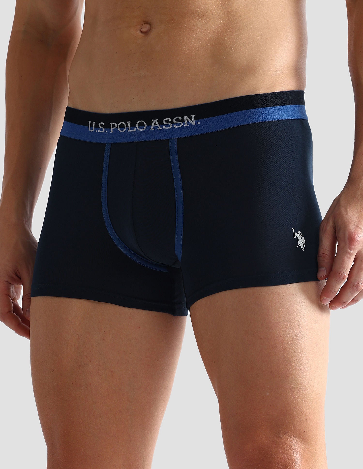 Dual Tone Cotton Stretch OET07 Trunks - Pack Of 2 Navy and Black - U.S. POLO ASSN. | Large