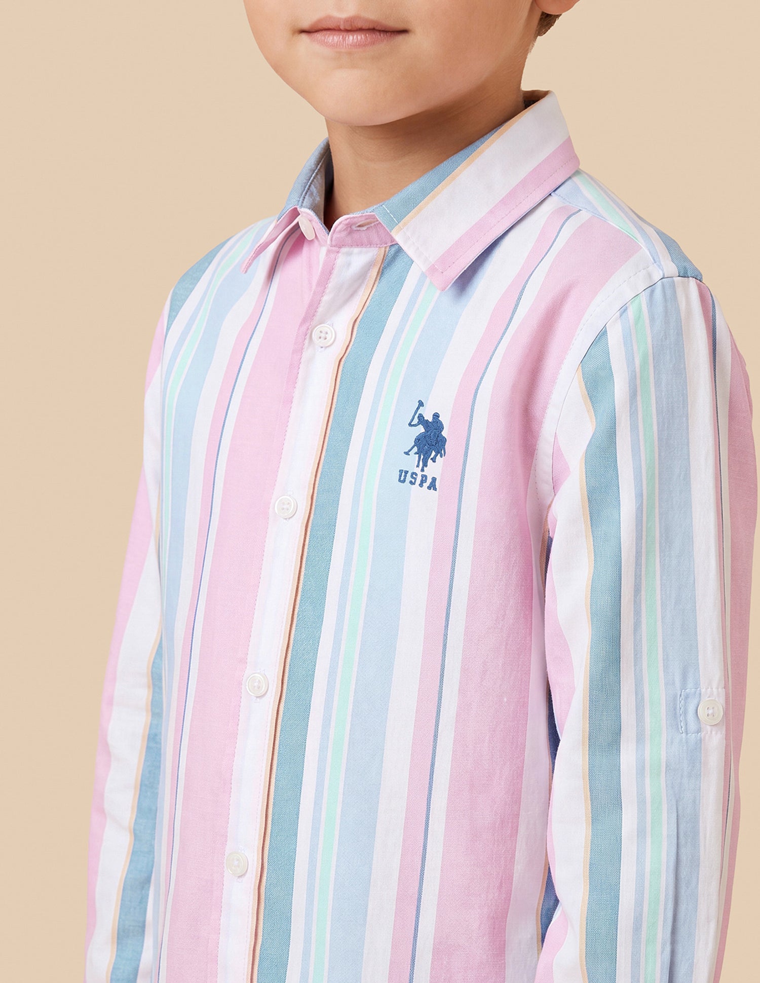 Vertical Striped Regular Fit Shirt Pink - U.S. Polo Assn. India | Large