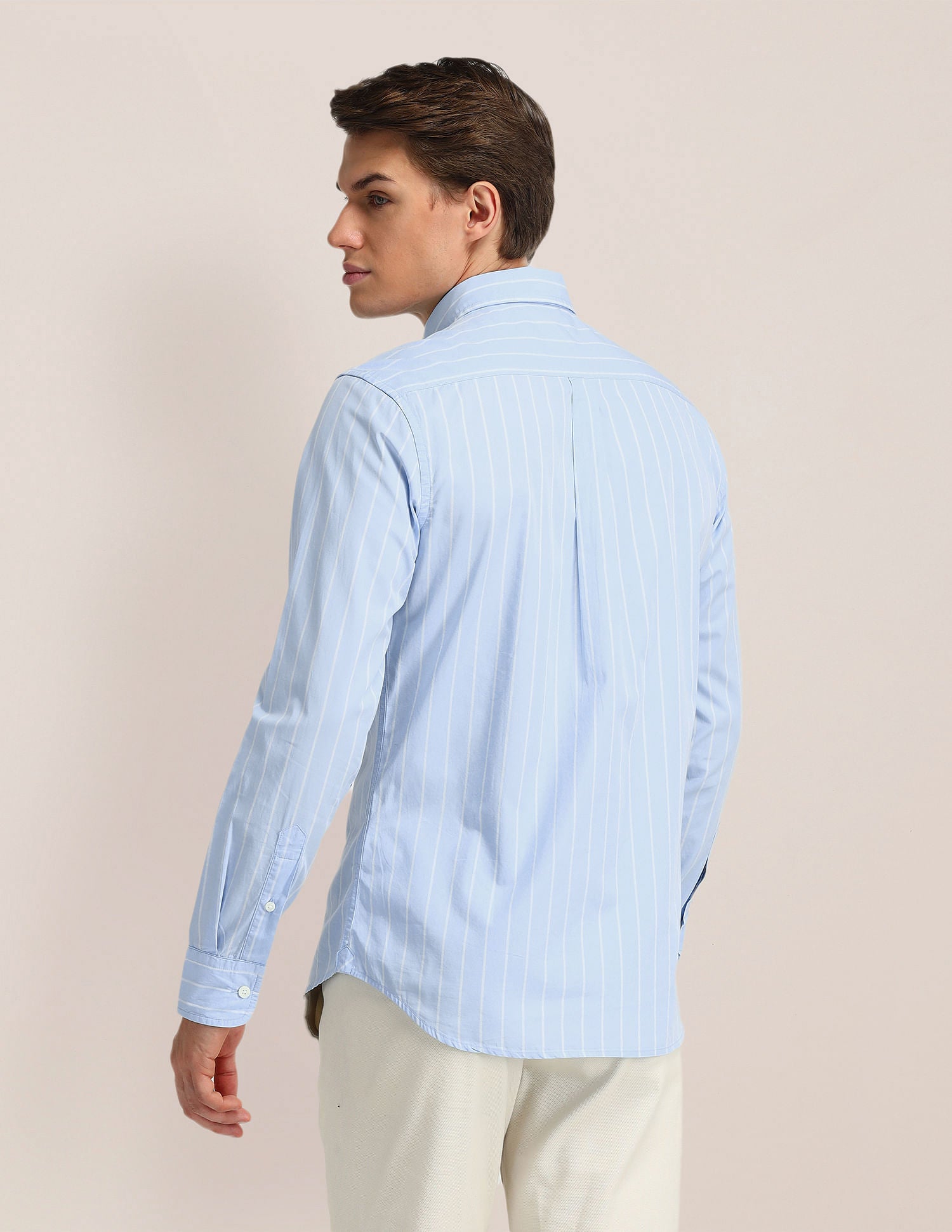 Vertical Striped Oxford Weave Shirt Light Blue - U.S. POLO ASSN. | Large