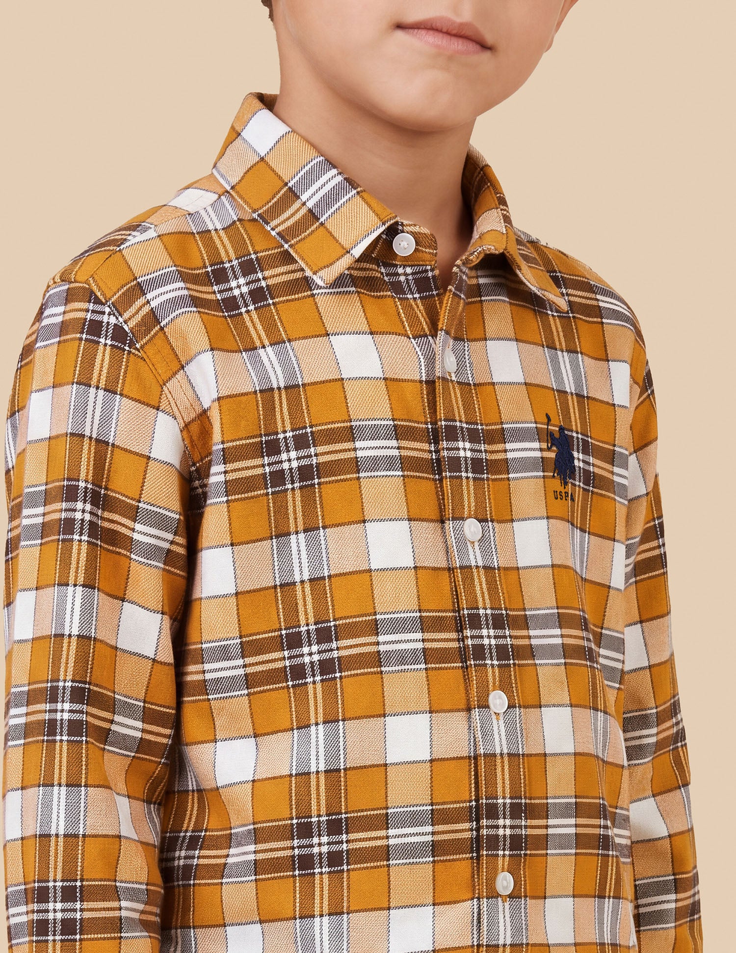 Plaid Checked Twill Shirt Mustard - U.S. Polo Assn. India | Large