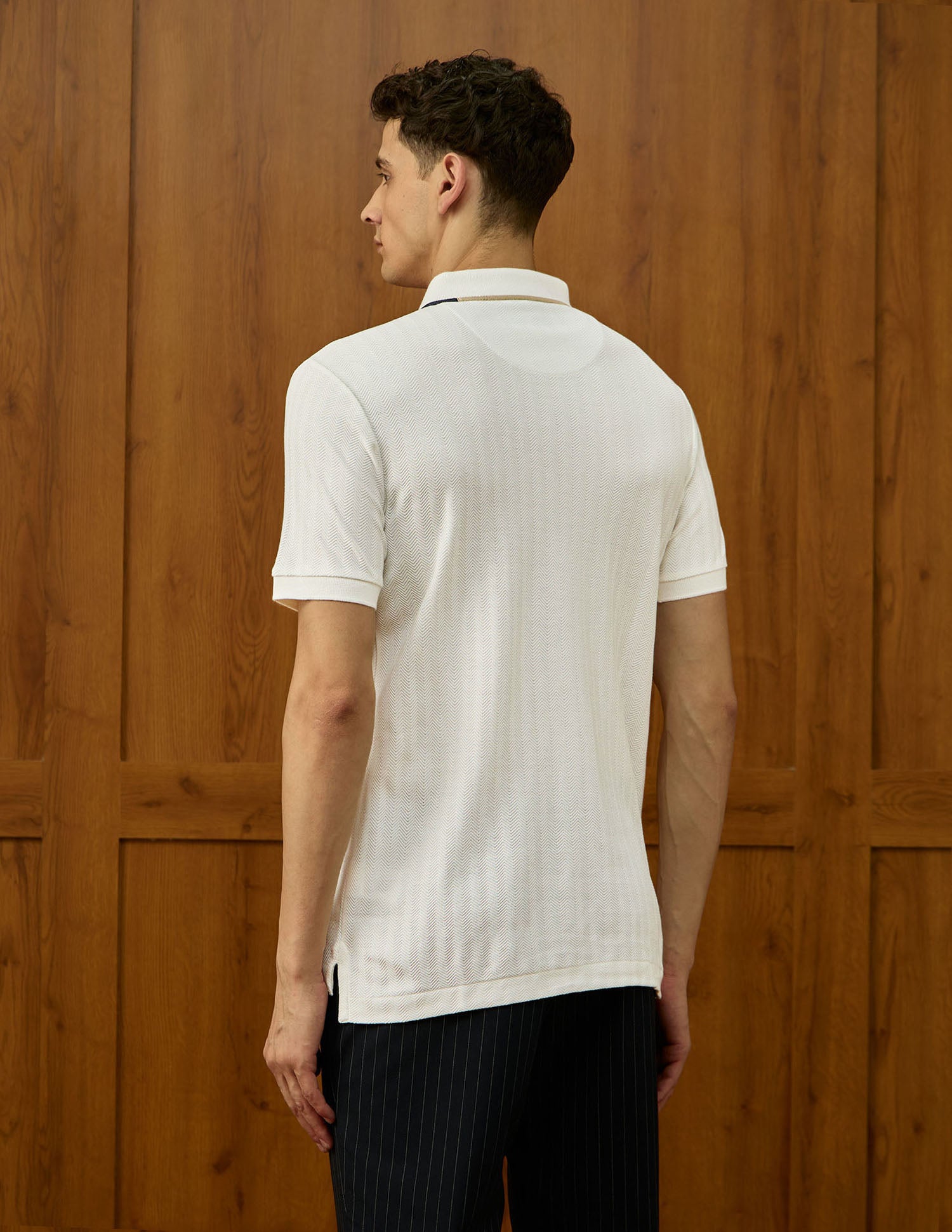 Self Design Chevron Varsity Polo Shirt Off White - U.S. POLO ASSN. | Large