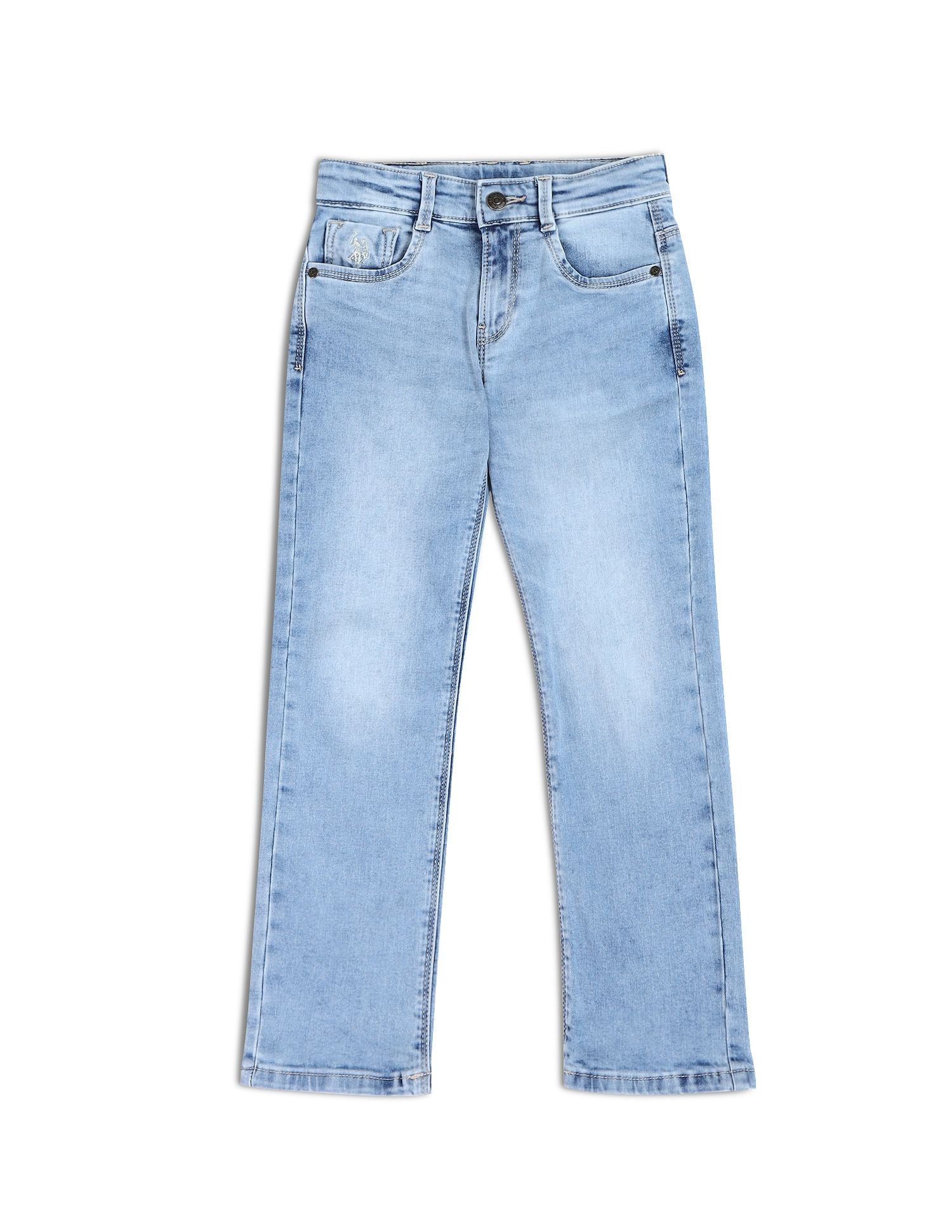 Boys Relaxed Fit Mid Rise Jeans Light Blue - U.S. POLO ASSN. | Large