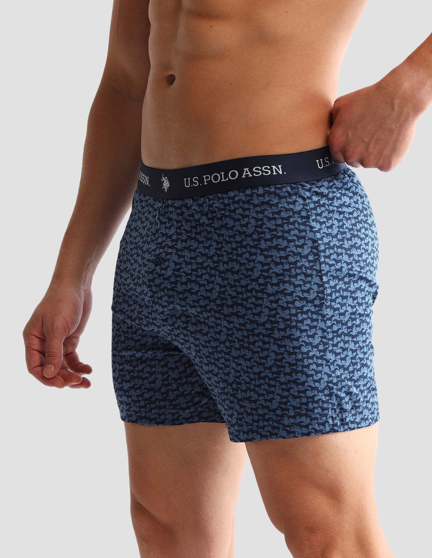 Printed Cotton OEX09 Boxers - Pack Of 2 Navy and Beige - U.S. POLO ASSN. | Large