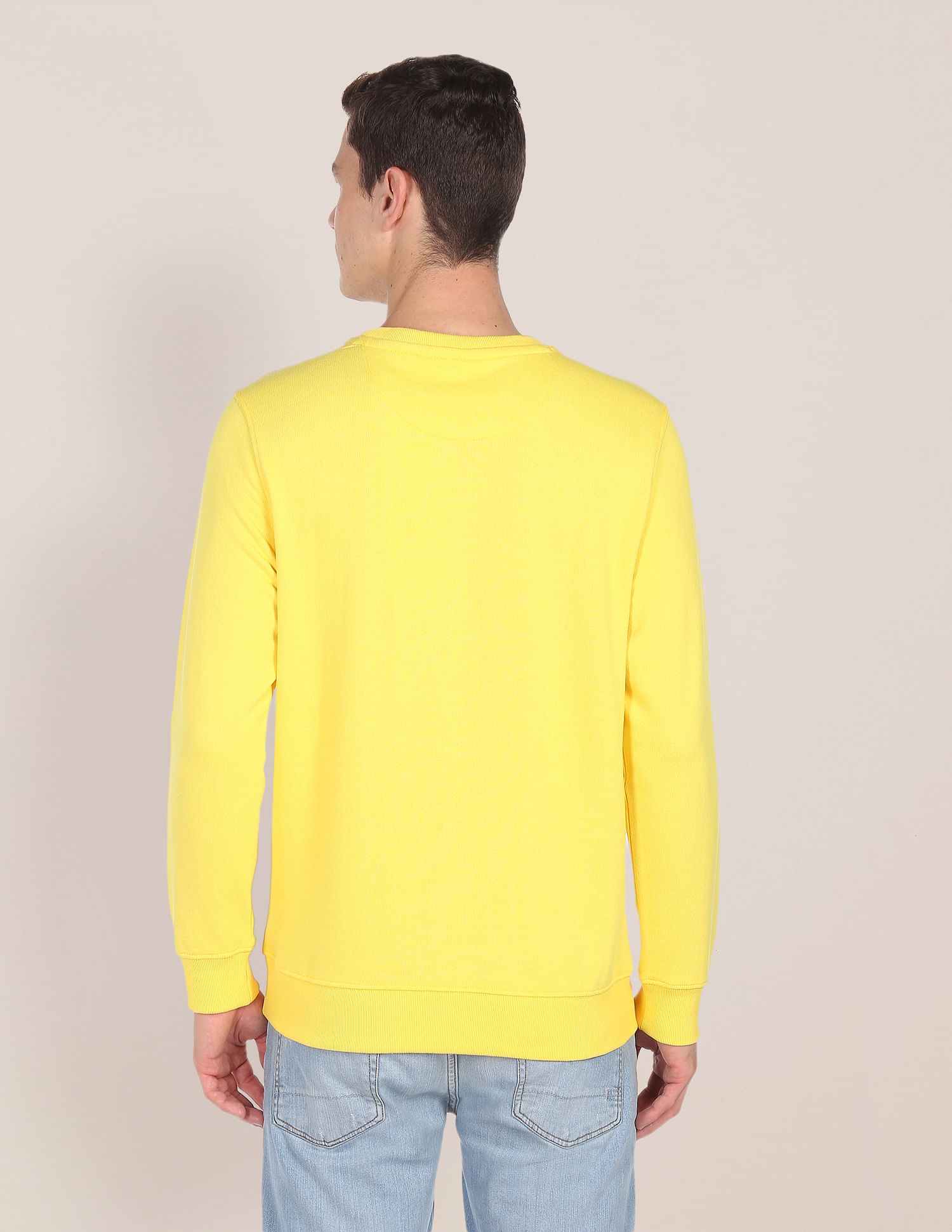 Embroidered Logo Crew Neck Sweatshirt Yellow - U.S. POLO ASSN. | Large