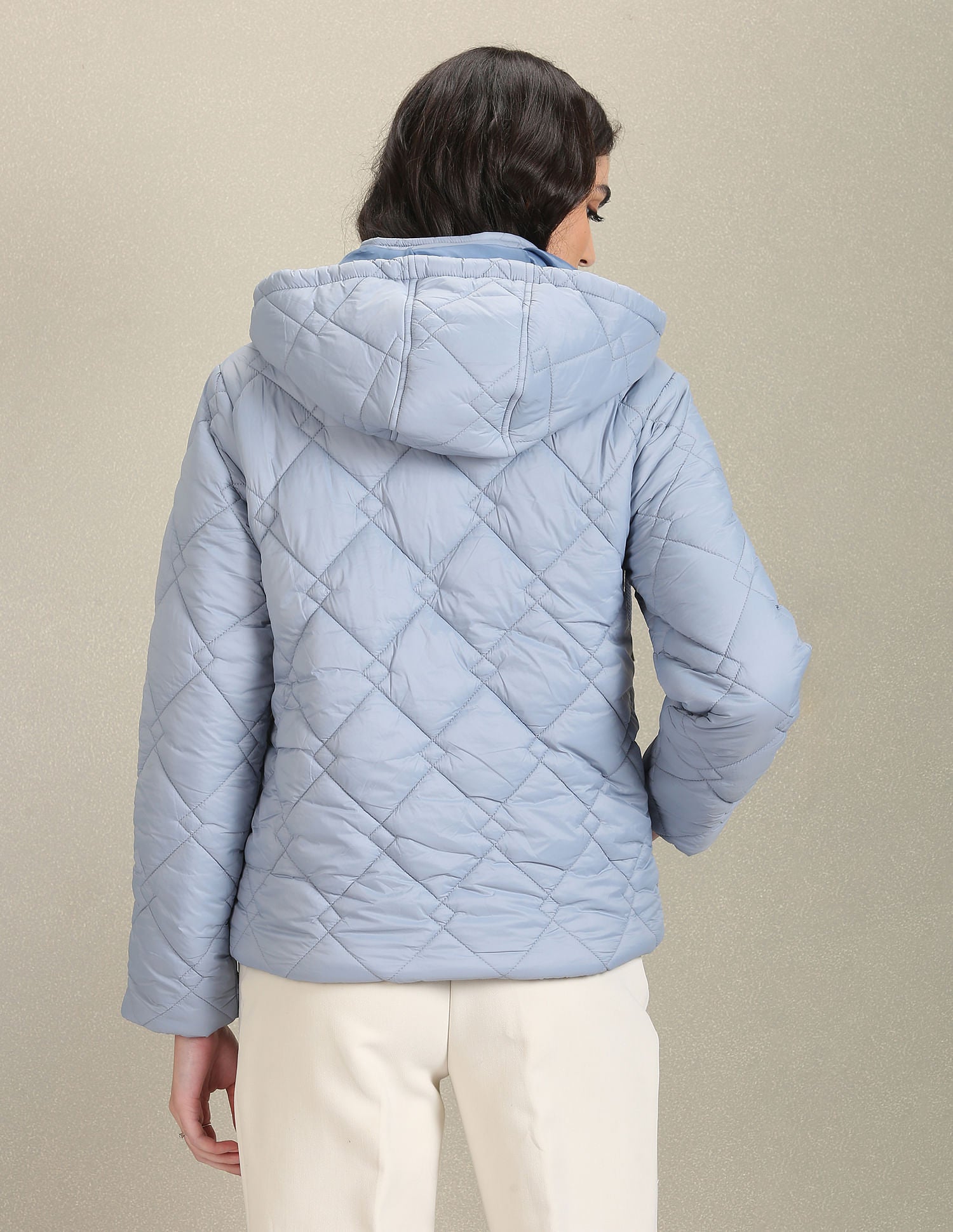 Solid Quilted Jacket Light Blue - U.S. Polo Assn. India | Large