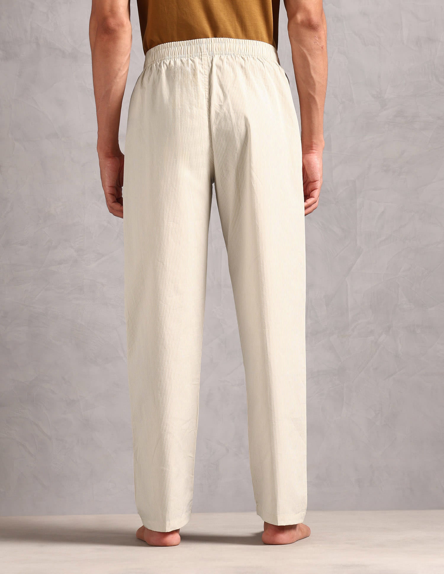 Pure Cotton Striped LP004 Lounge Pants - Pack Of 1 White and Beige - U.S. Polo Assn. India | Large