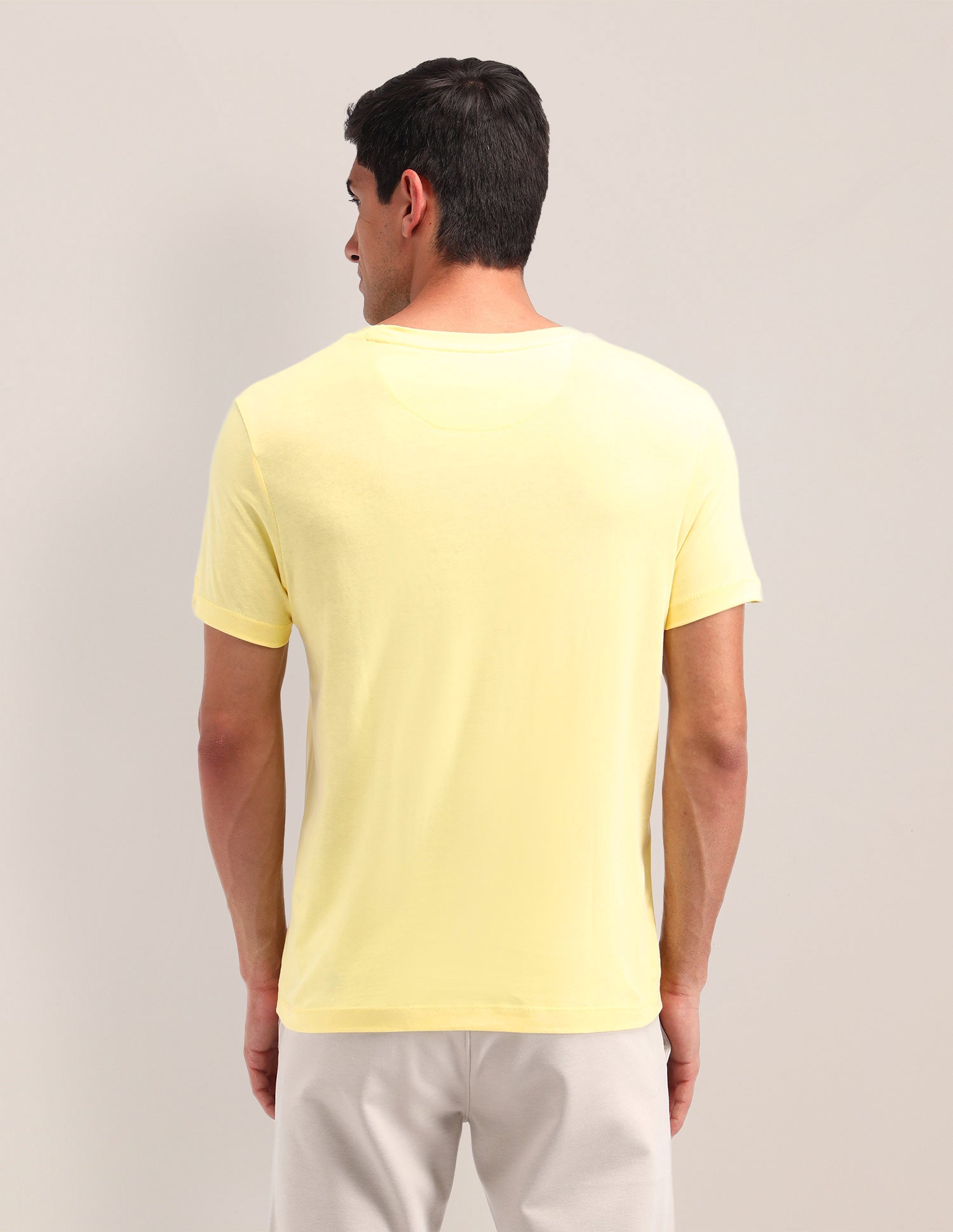 Brand Printed Cotton T-Shirt Yellow - U.S. Polo Assn. India | Large