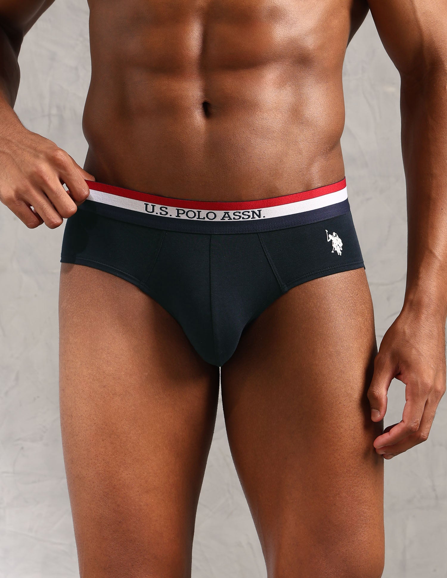 Striped Waistband EB002 Briefs - Pack Of 2 Navy and Iron Gate - U.S. POLO ASSN. | Large