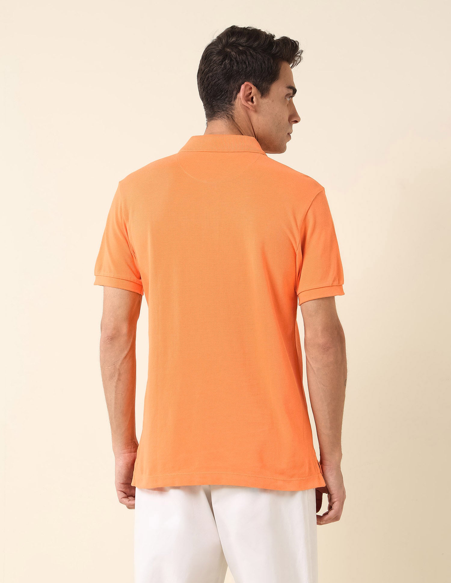 Slim Fit Pure Cotton Polo Shirt Orange - U.S. Polo Assn. India | Large