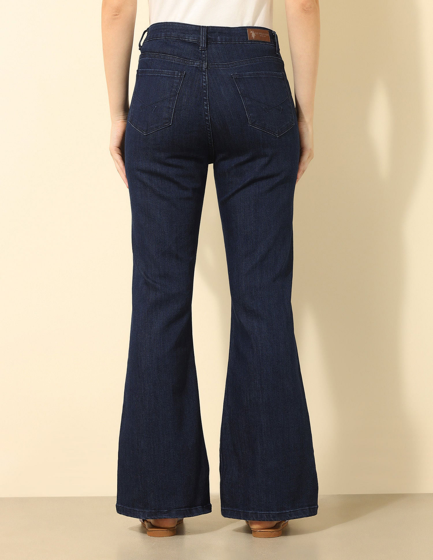 High Rise Flared Fit Jeans Dark Blue - U.S. POLO ASSN. | Large