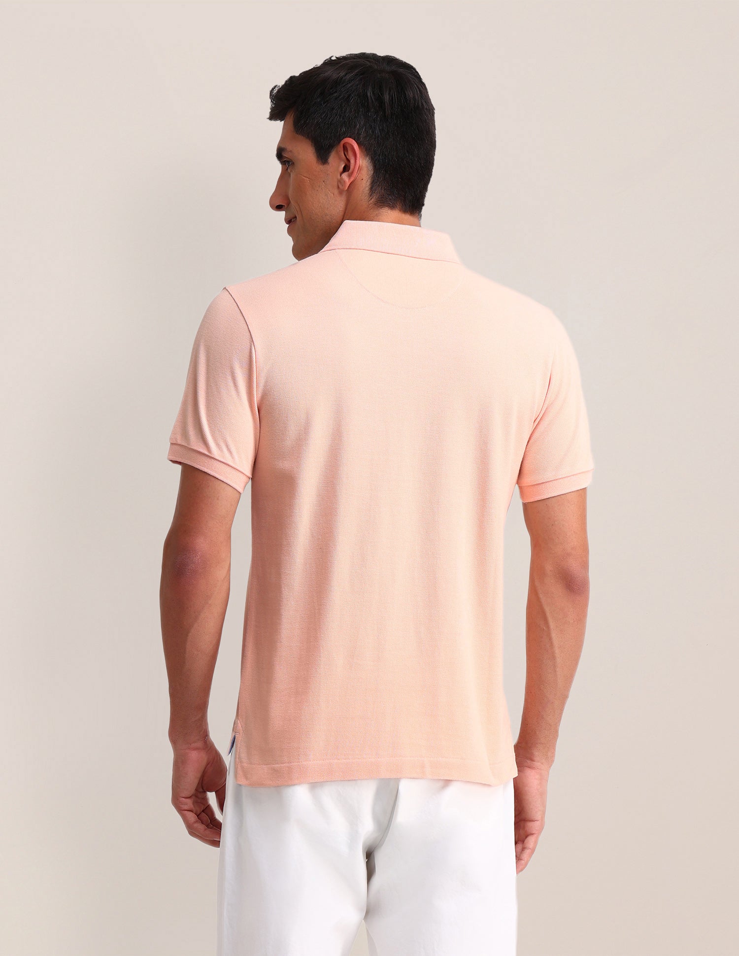 Horizontal Striped Slim Fit Polo Shirt Peach - U.S. POLO ASSN. | Large