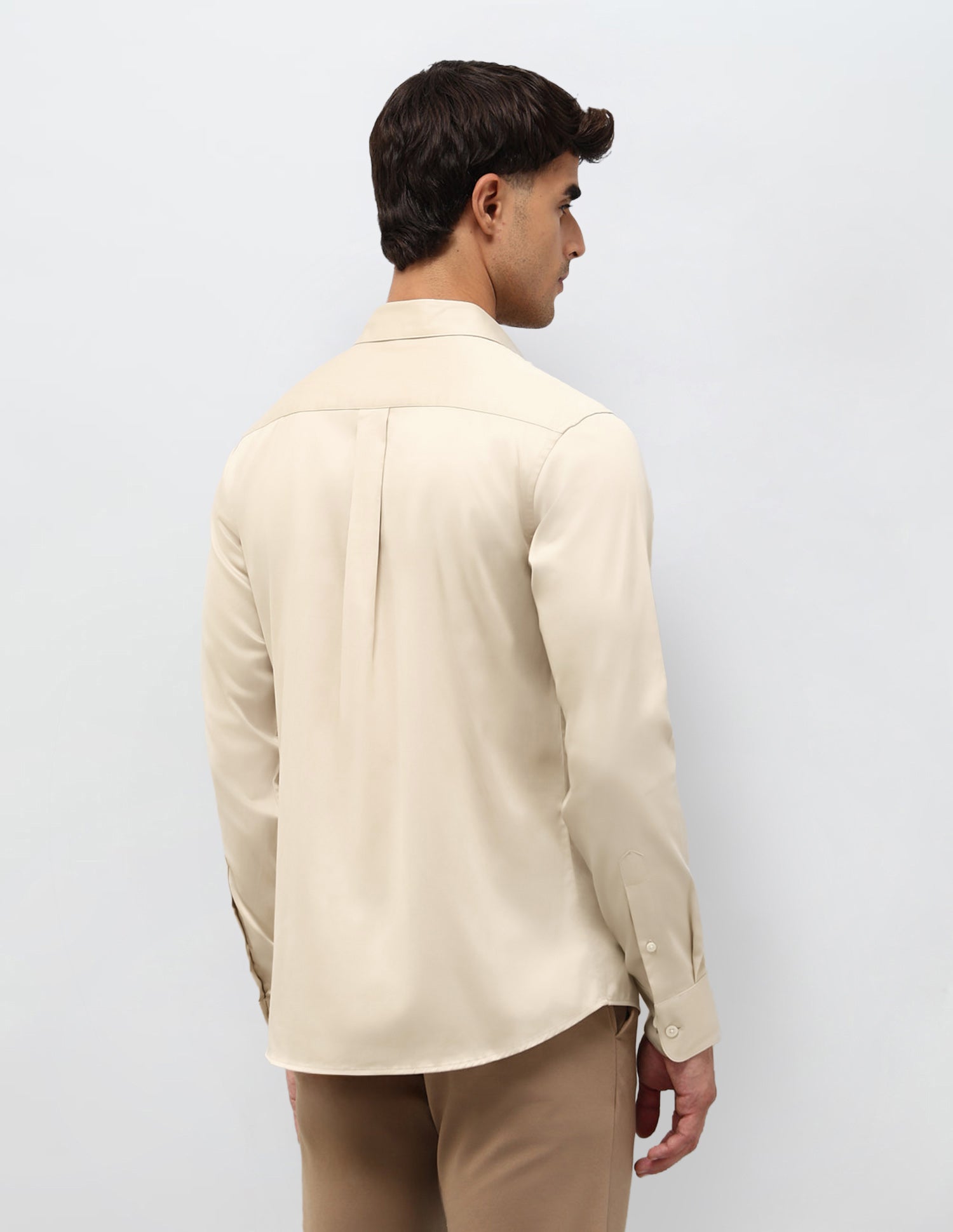 Satin Solid Shirt Beige - U.S. POLO ASSN. | Large