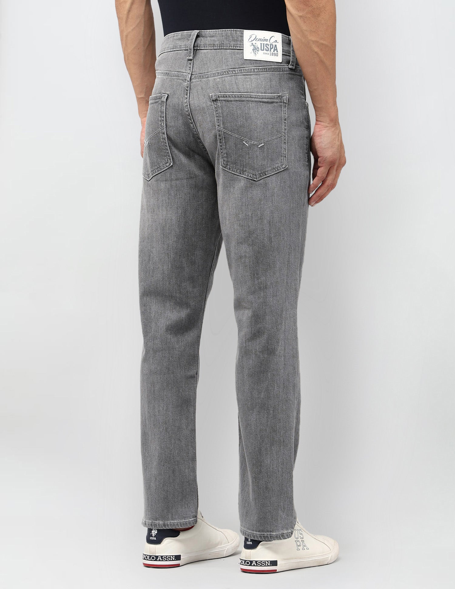 Cole Comfort Cropped Fit Grey Jeans Light Grey Wash - U.S. POLO ASSN. | Large