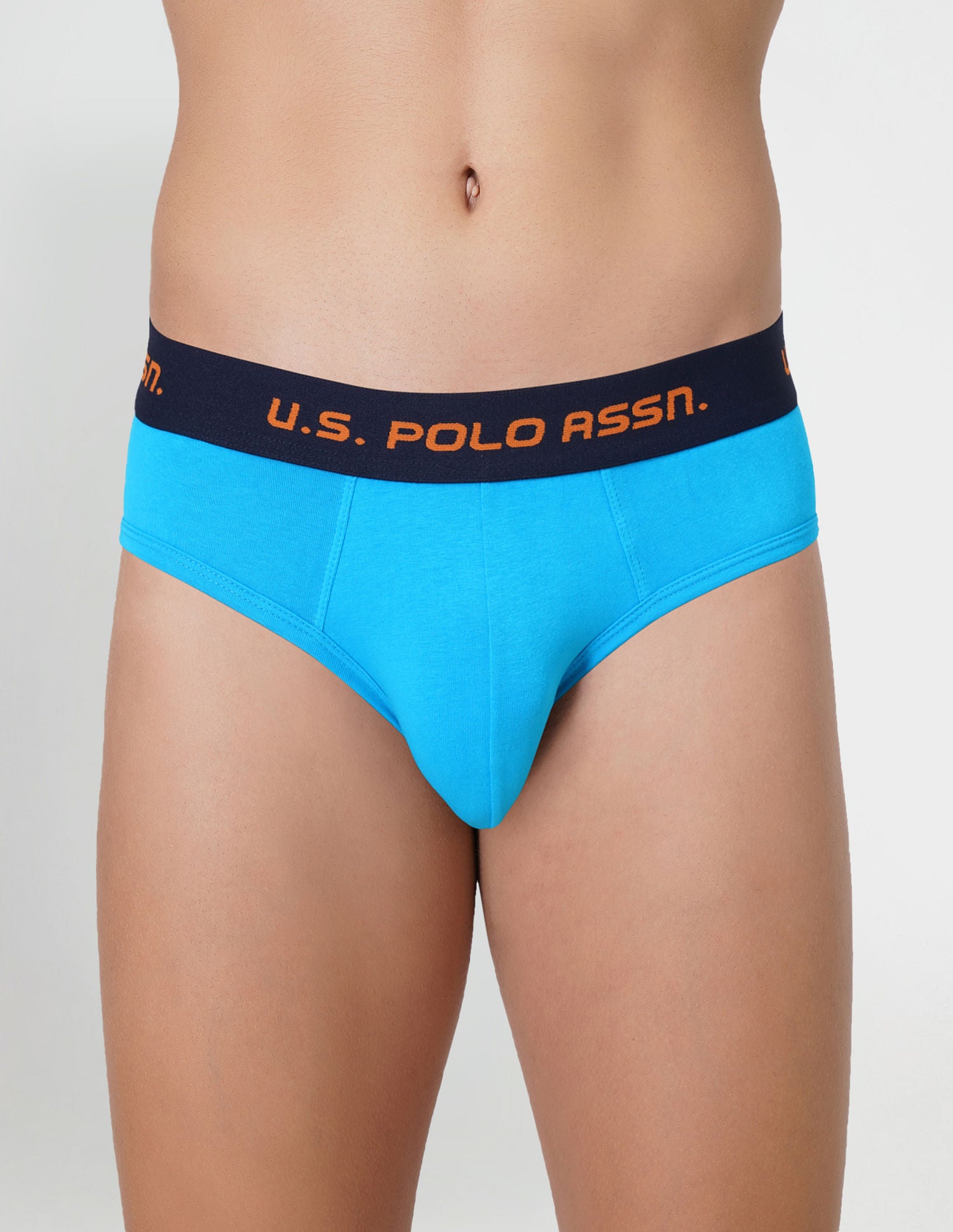 Brushed Elastic Cotton Stretch IYAJ Briefs - Pack Of 2 Blue and White - U.S. POLO ASSN. | Large