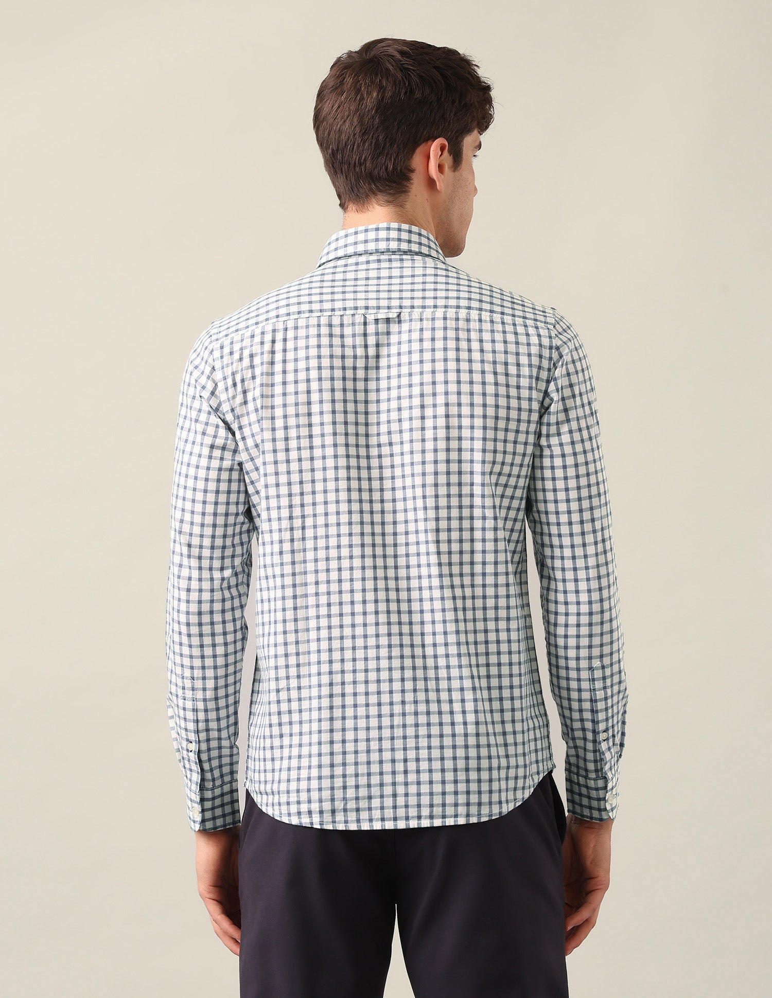 Regular Fit Grid Tattersall Checked Shirt Blue - U.S. Polo Assn. India | Large
