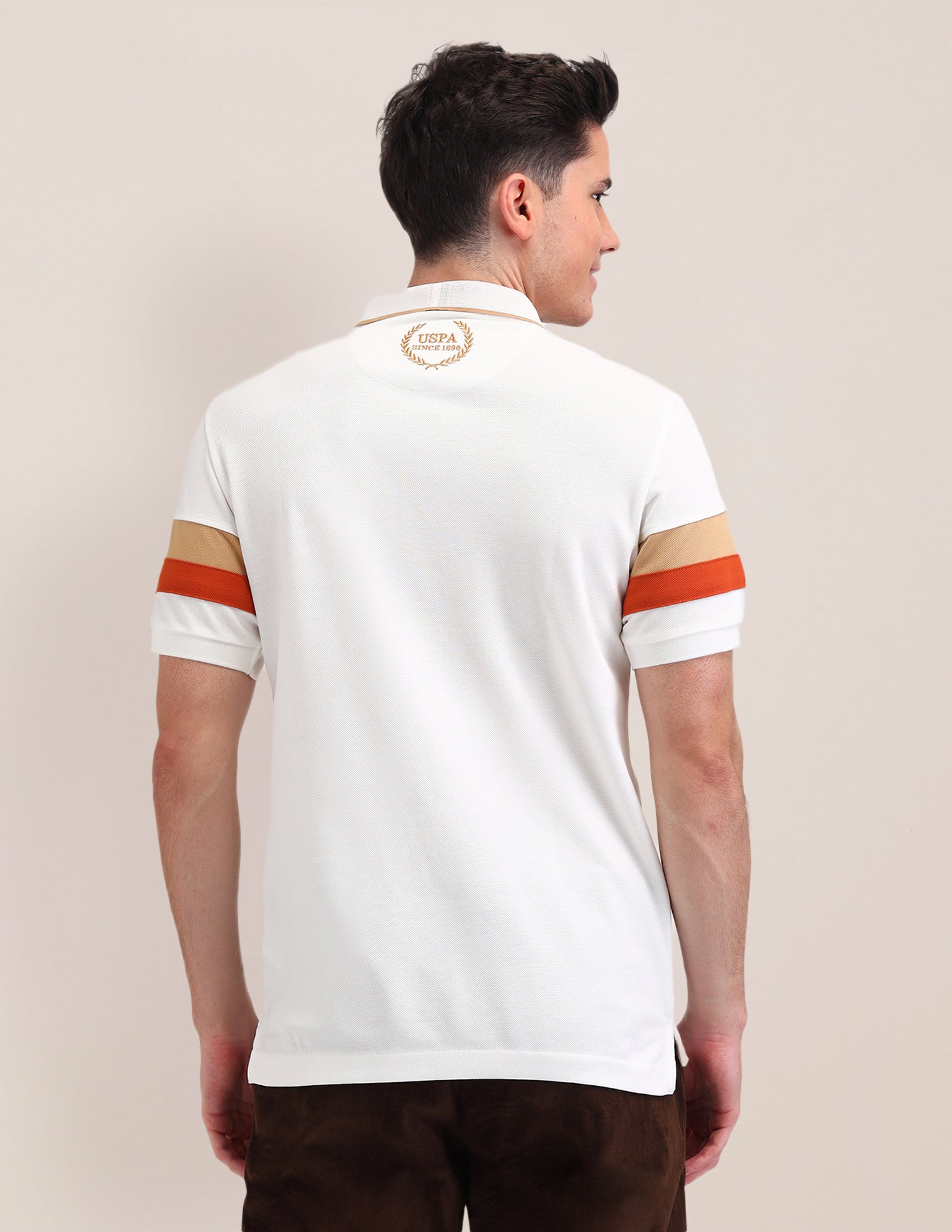 Solid Pattern Cotton Polo Shirt Off White - U.S. Polo Assn. India | Large
