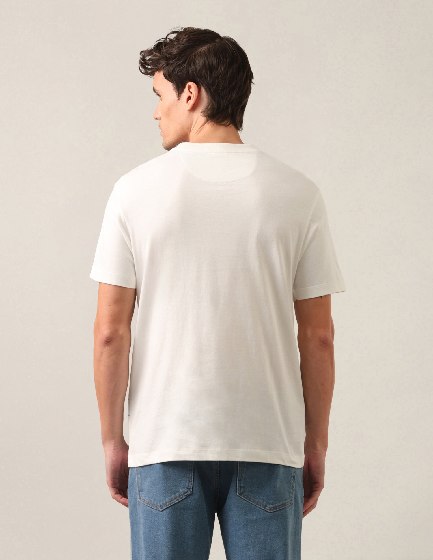 Graphic Brand Printed Regular Fit T-Shirt Ivory - U.S. Polo Assn. India | Large