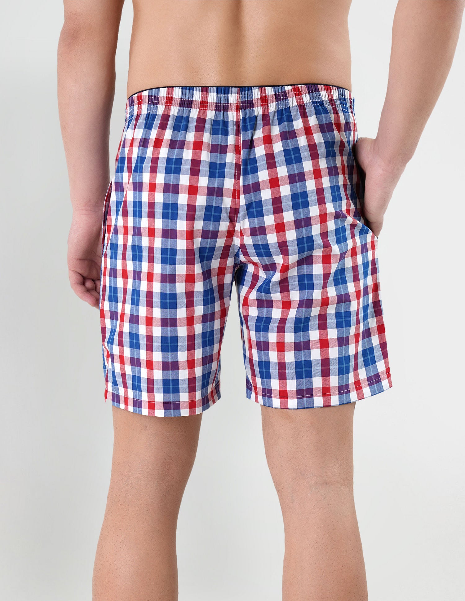 Checkered Cotton Twill EX002 Boxers - Pack Of 1 True Blue, White and Red - U.S. POLO ASSN. | Large